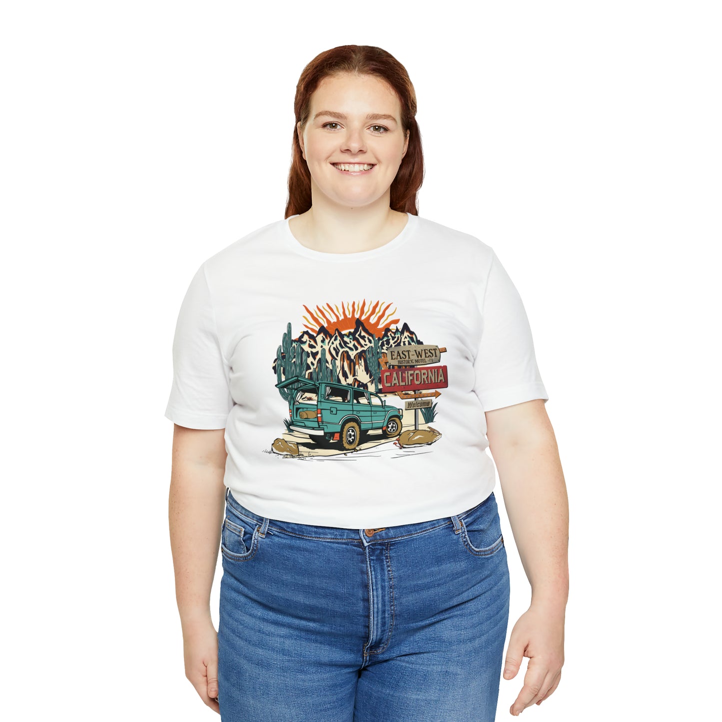 Vintage Mountain Scene with Bronco Unisex Jersey Short Sleeve Tee