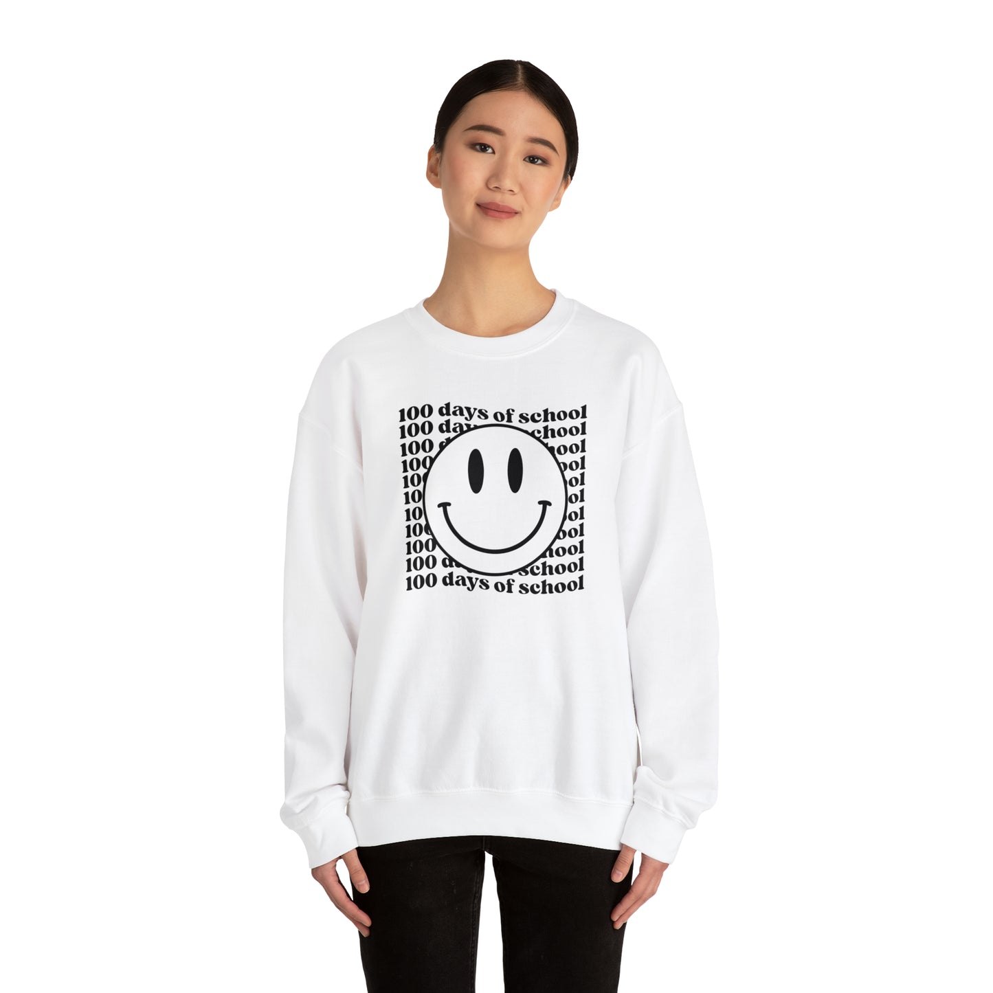 100 Days of School Smiley Face Heavyweight Crewneck Sweatshirt