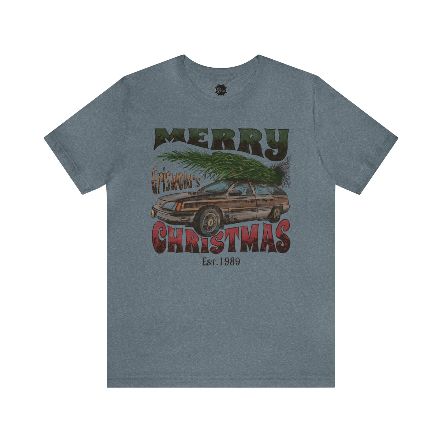 Distressed Griswold's Christmas Tree Station Wagon Holiday Bella Jersey Short Sleeve Tee (Unisex)