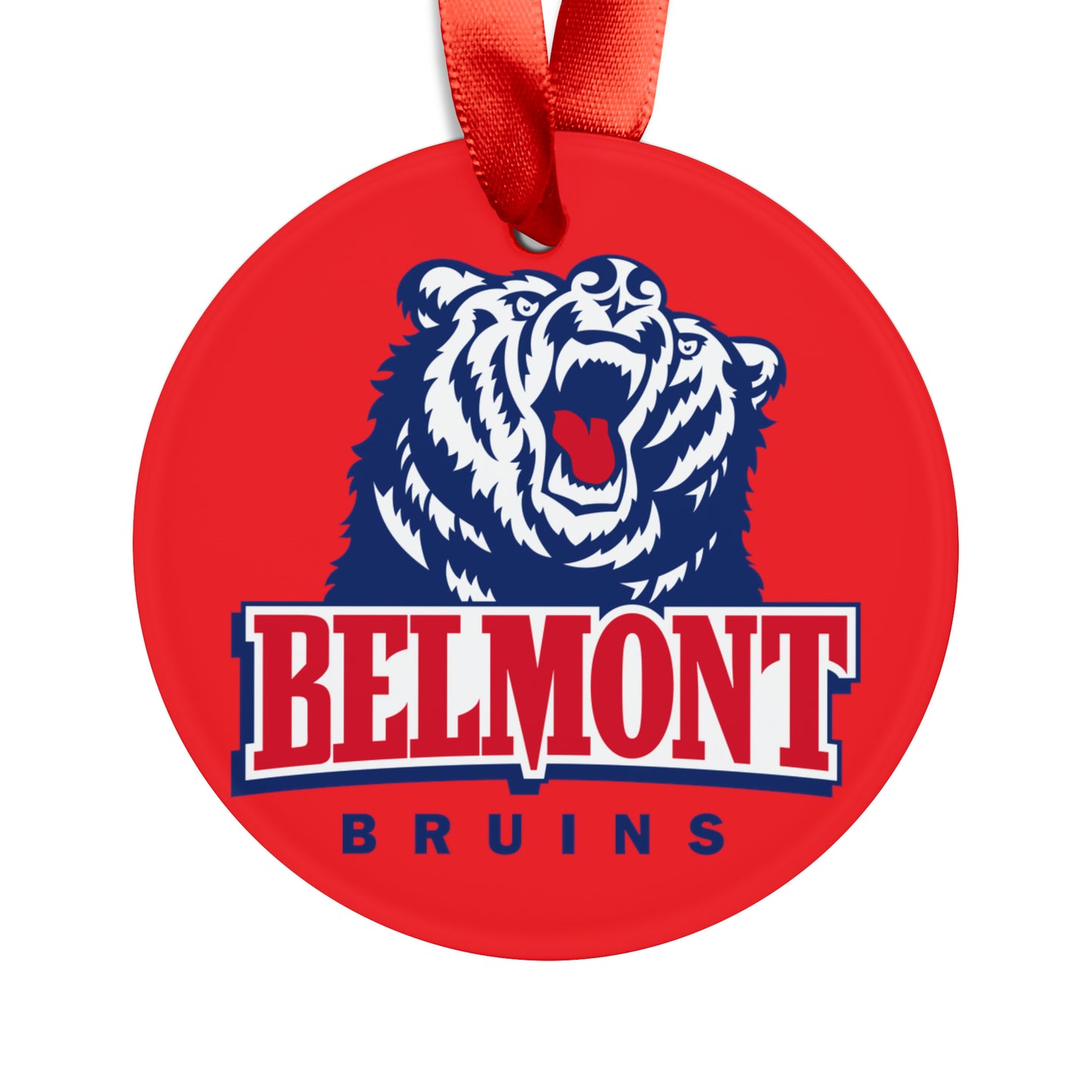 Belmont Bruins Ornament with Ribbon - Red