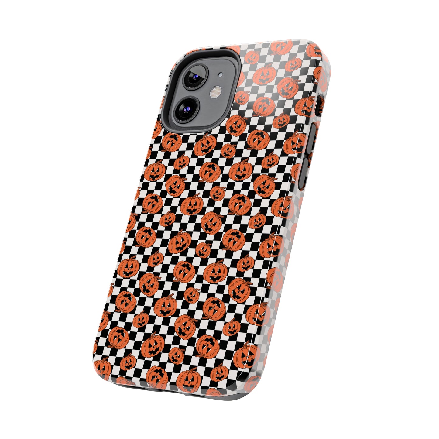 Pumpkin / Jack-O-Lantern Checkerboard Halloween/ Fall Patterned Tough Phone Cases