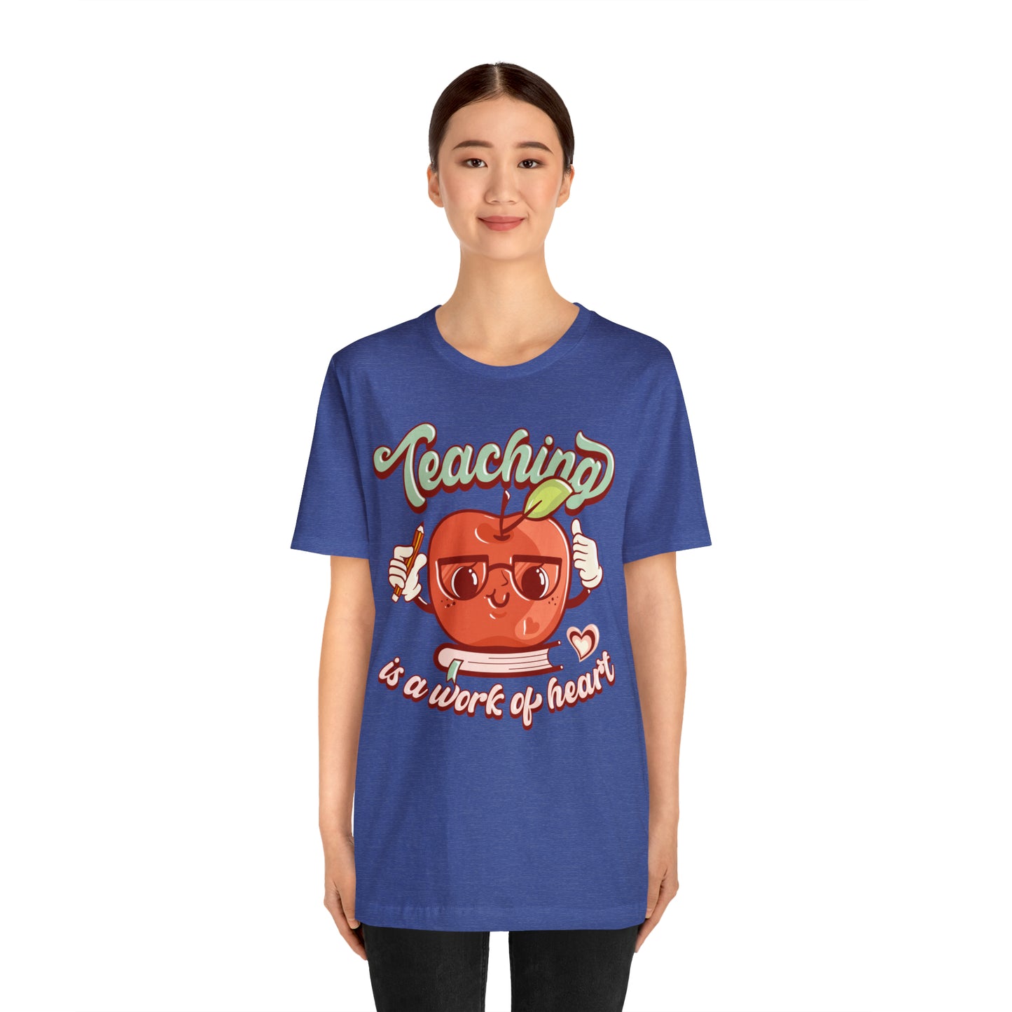 Vintage Teaching is a Work of Heart Unisex Jersey Short Sleeve Tee