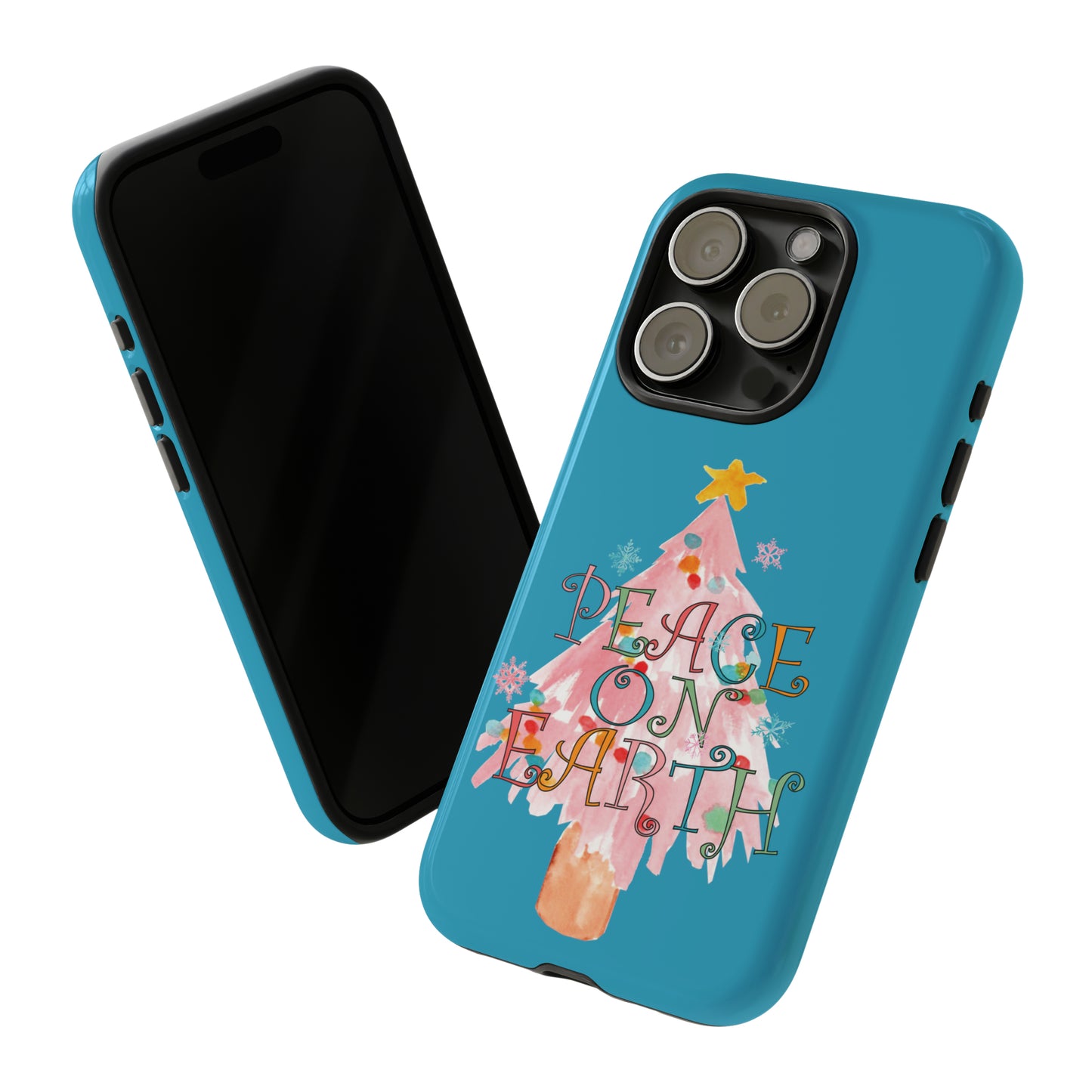 Peace on Earth Christmas/ Holiday Apple iPhone Tough Cases - Turquoise