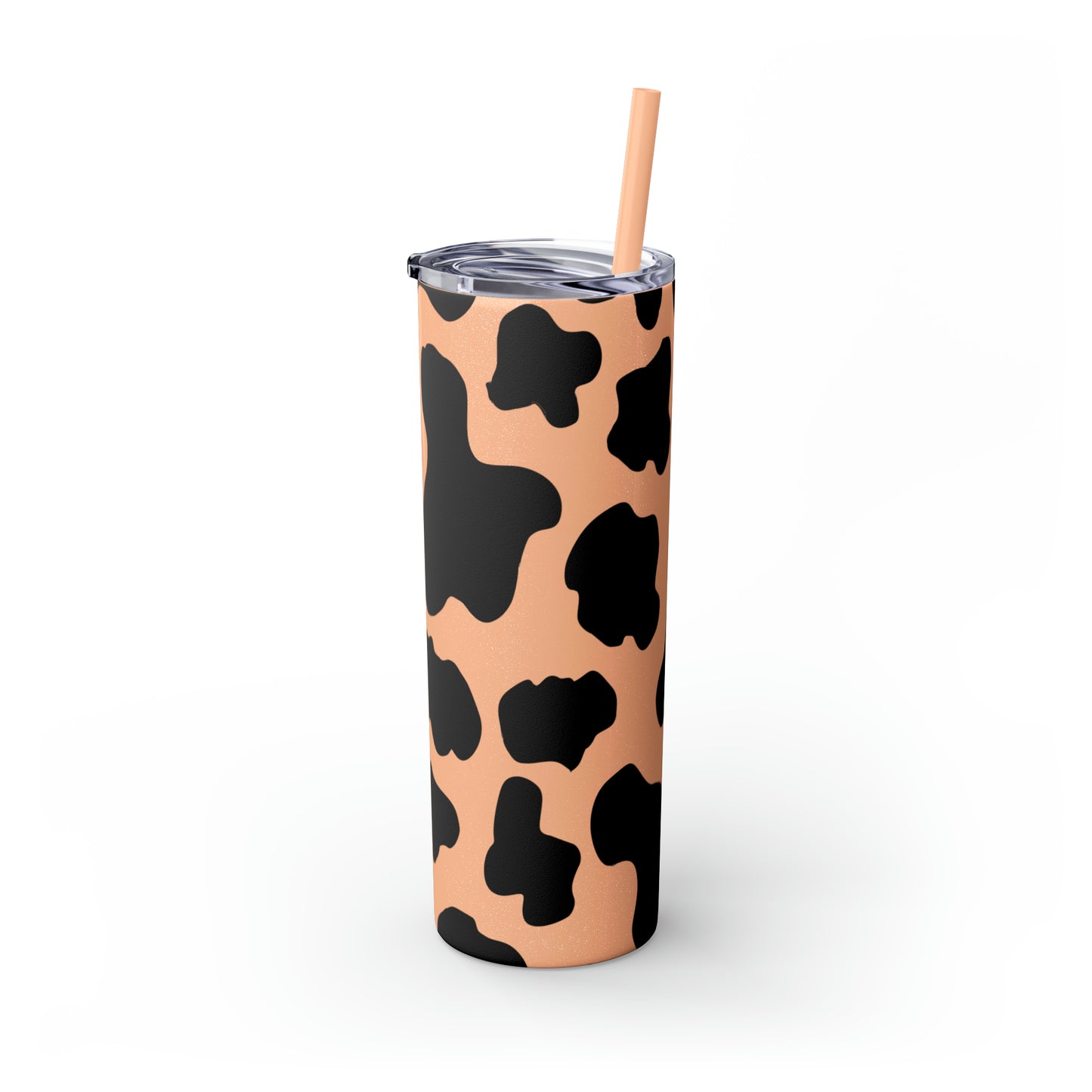 Country Cow Print Skinny Tumbler with Straw, 20oz