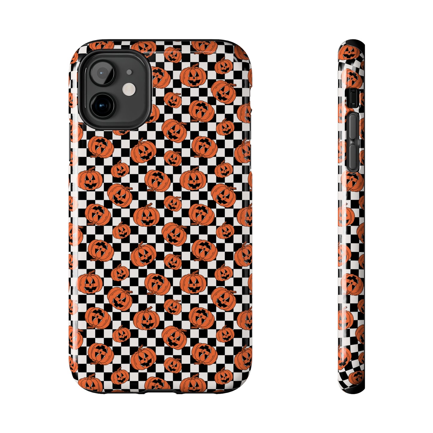 Pumpkin / Jack-O-Lantern Checkerboard Halloween/ Fall Patterned Tough Phone Cases