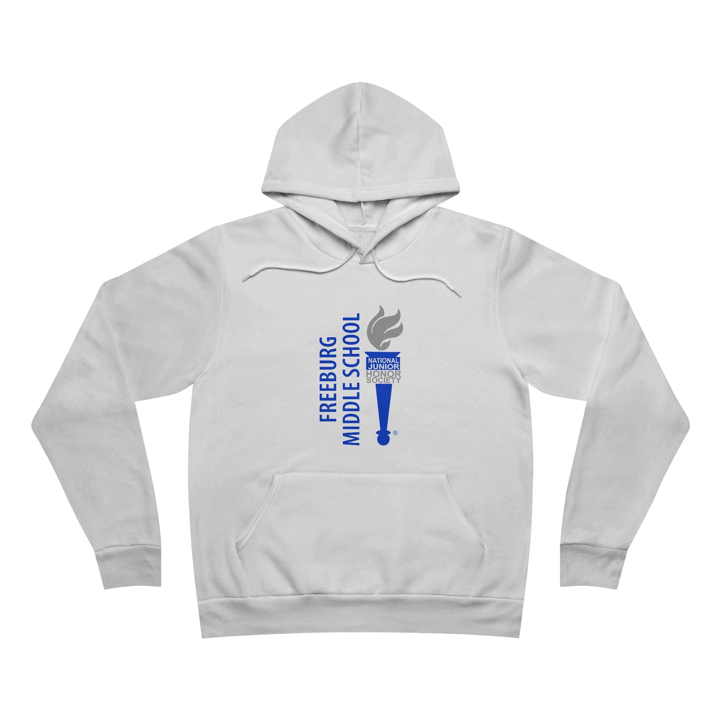 Freeburg Middle School Gray and Blue Torch Vertical Design NJHS Unisex Sponge Fleece Pullover Hoodie