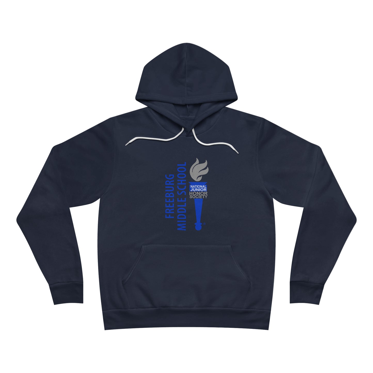 Freeburg Middle School Gray and Blue Torch Vertical Design NJHS Unisex Sponge Fleece Pullover Hoodie