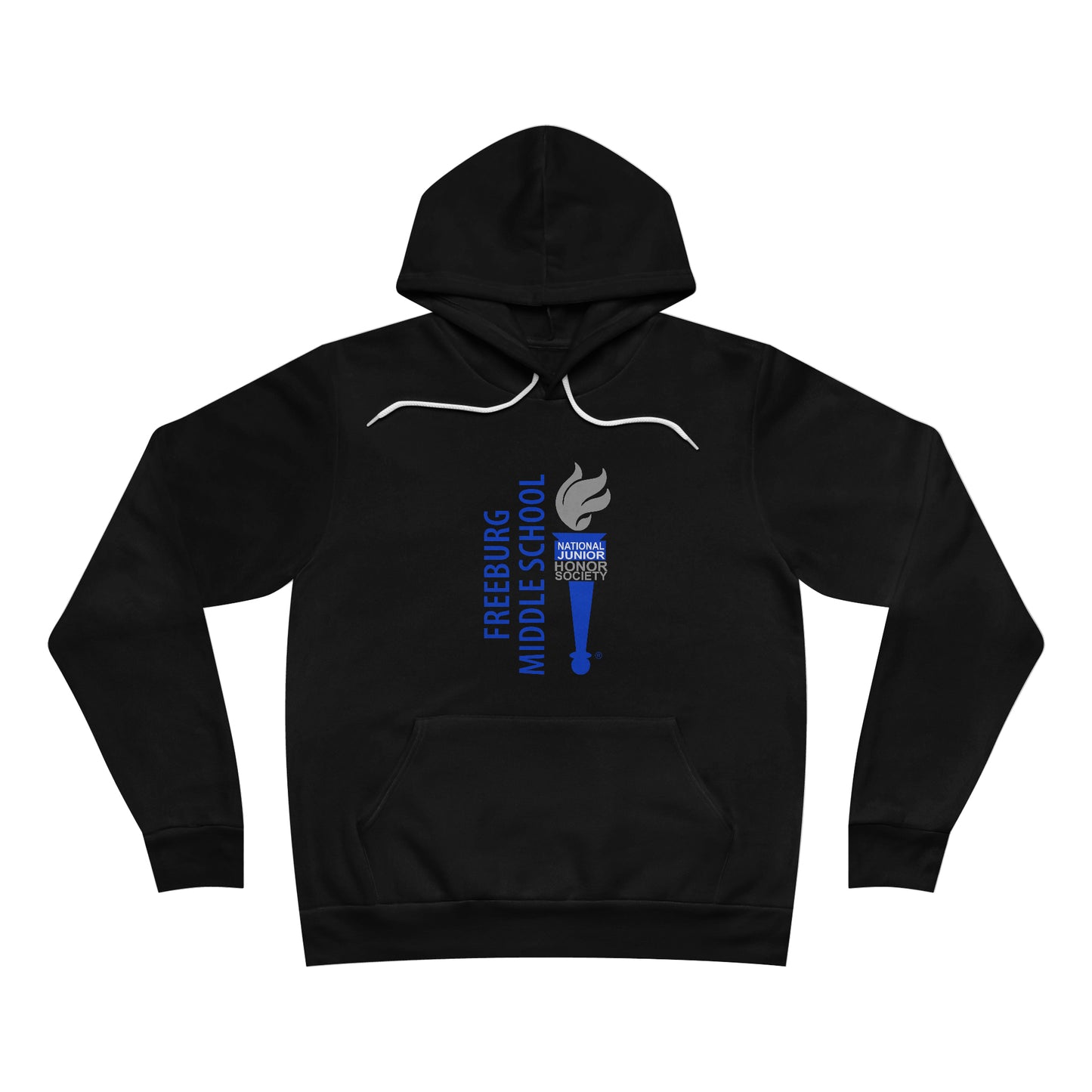 Freeburg Middle School Gray and Blue Torch Vertical Design NJHS Unisex Sponge Fleece Pullover Hoodie