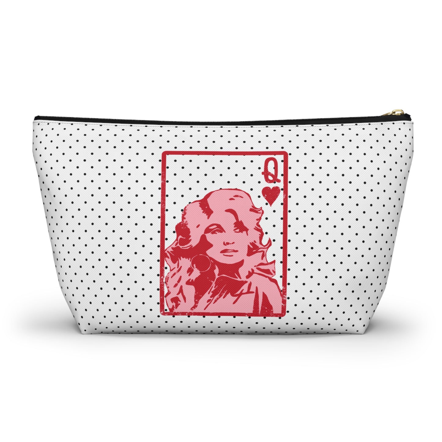 Dolly Queen of Hearts Polka Dot Design Valentine Accessory Pouch w T-bottom