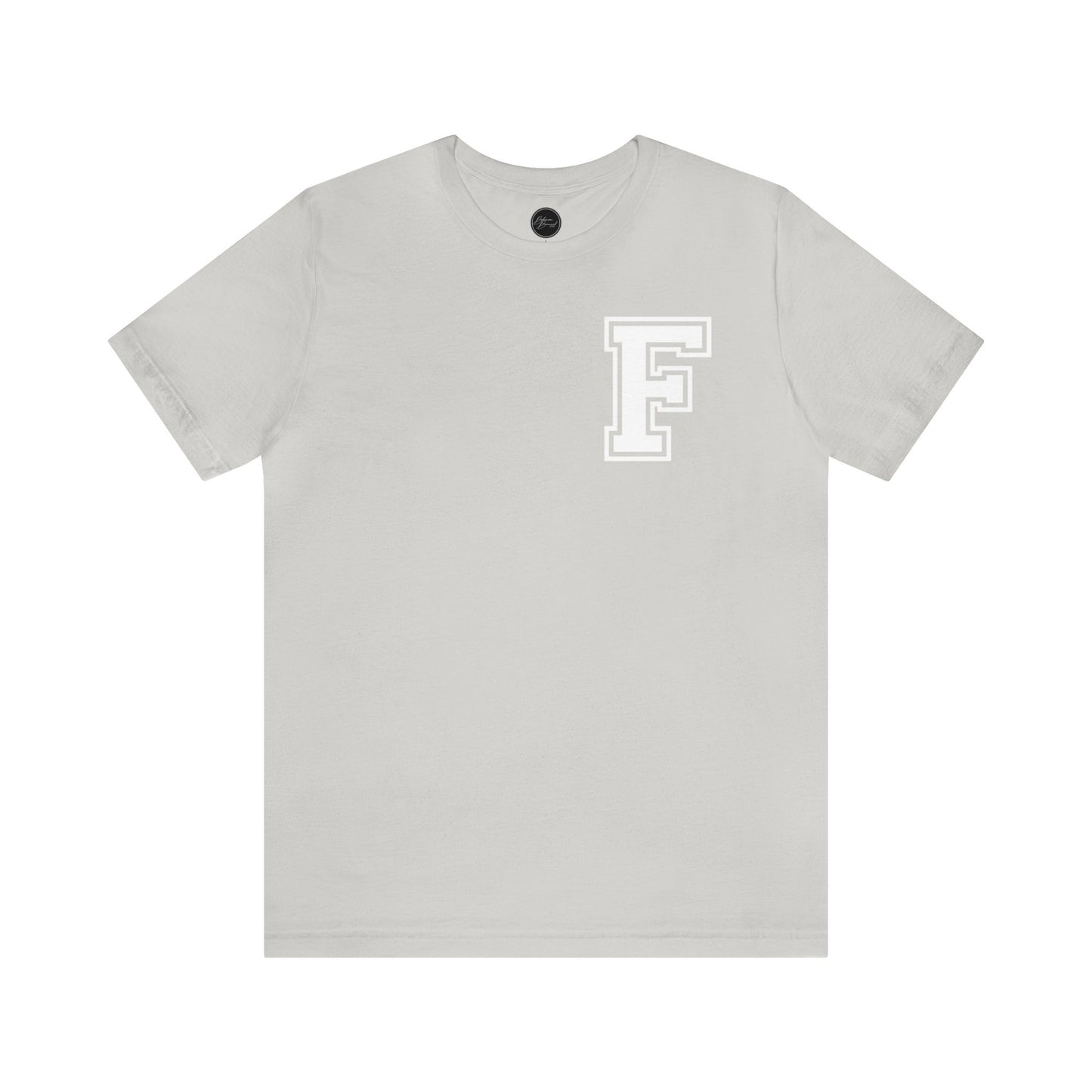Front and Back Design - Varsity F Vertical Freeburg Midgets Logo Bella Jersey Short Sleeve Tee (Unisex)