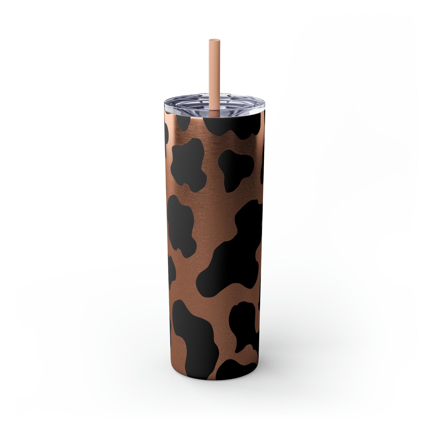 Country Cow Print Skinny Tumbler with Straw, 20oz