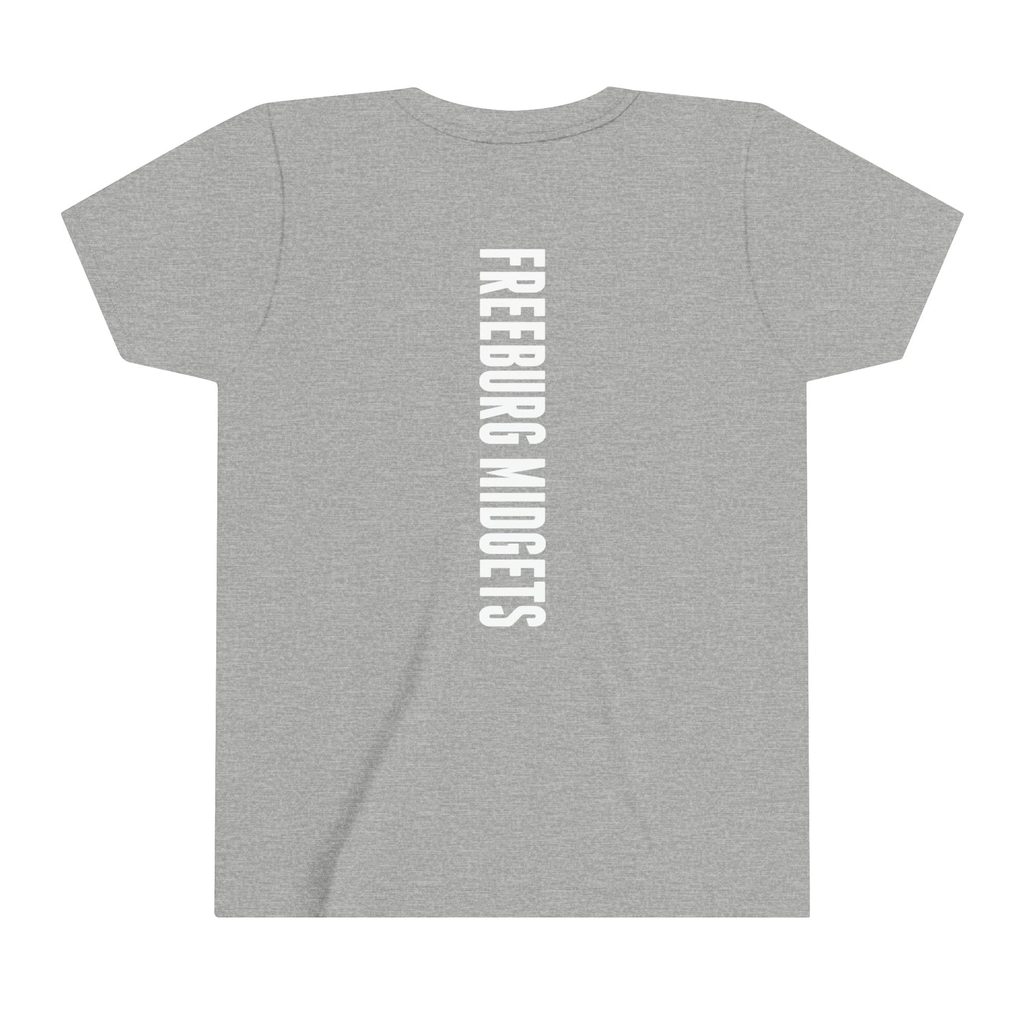 YOUTH - Front and Back Design - Varsity F Vertical Freeburg Midgets Logo - Short Sleeve Tee
