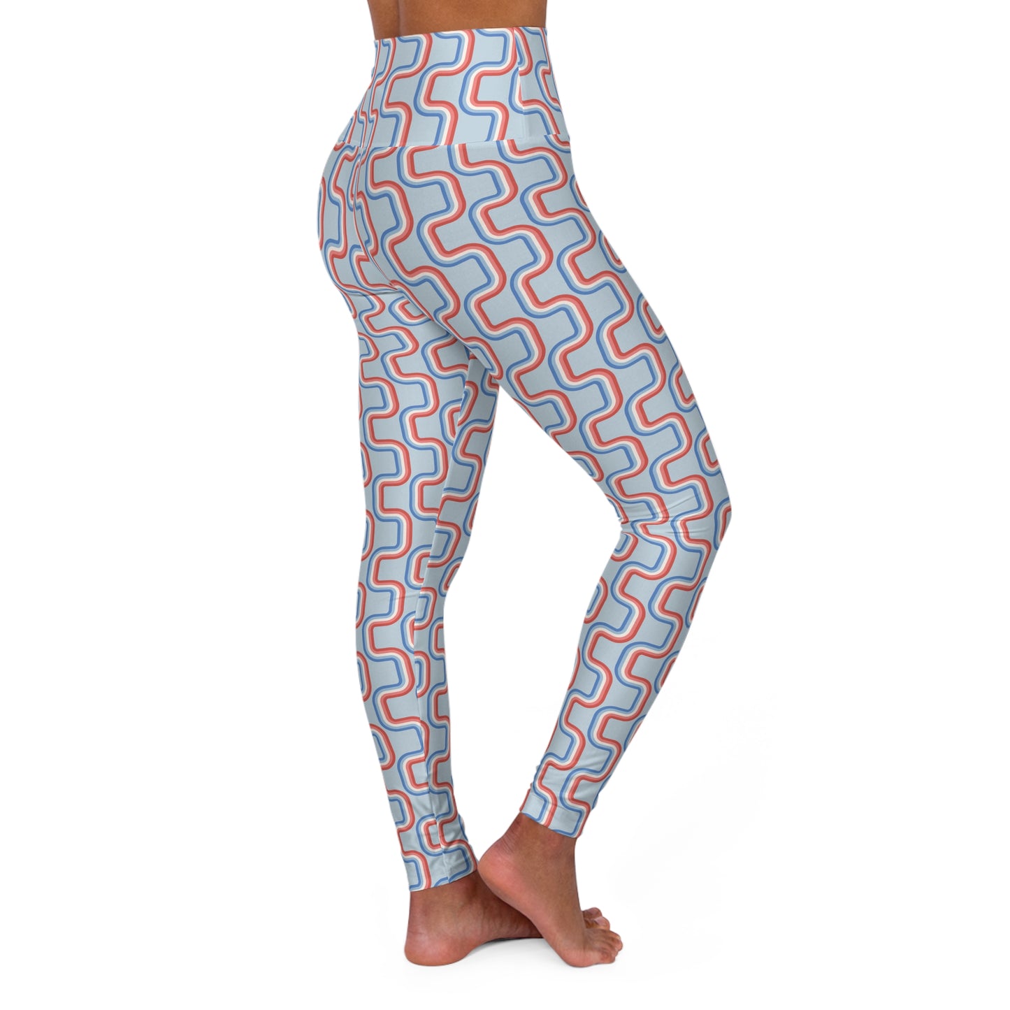 Retro 4th of July Lines High Waisted White Yoga Leggings
