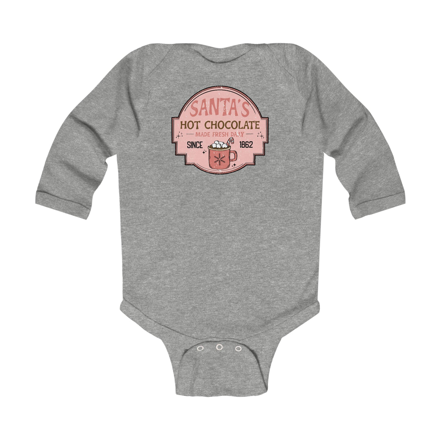 Santa's Hot Chocolate Christmas/ Holiday Infant Long Sleeve Bodysuit