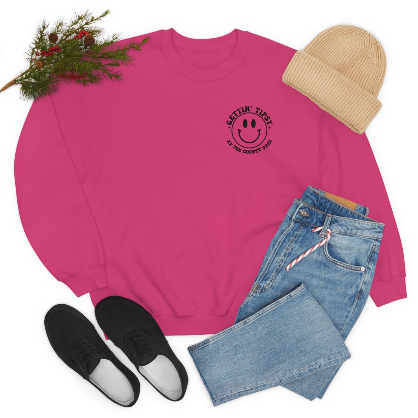 "Gettin' Tipsy at the County Fair" (Front & Back Design) - Unisex Heavy Blend™ Crewneck Sweatshirt