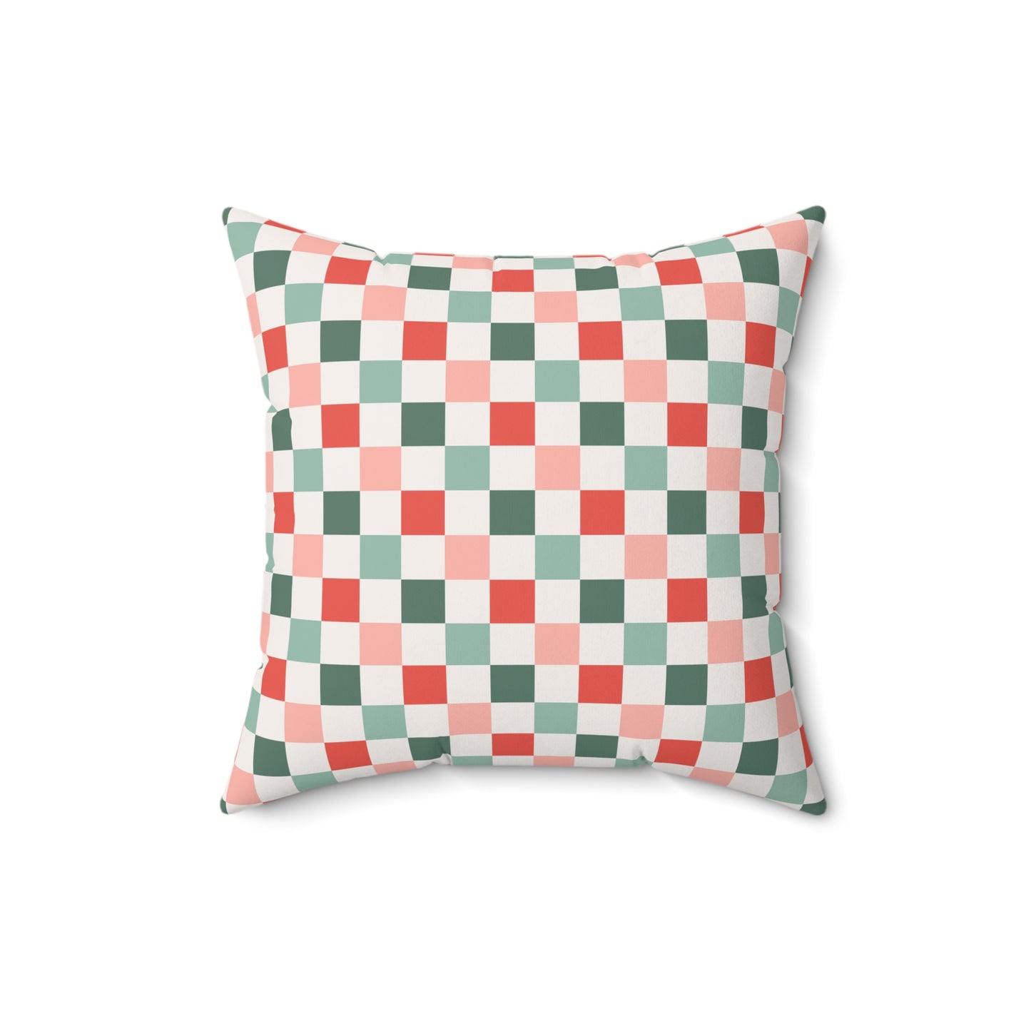 Boho Christmas Checkerboard / Holiday Polyester Square Pillow