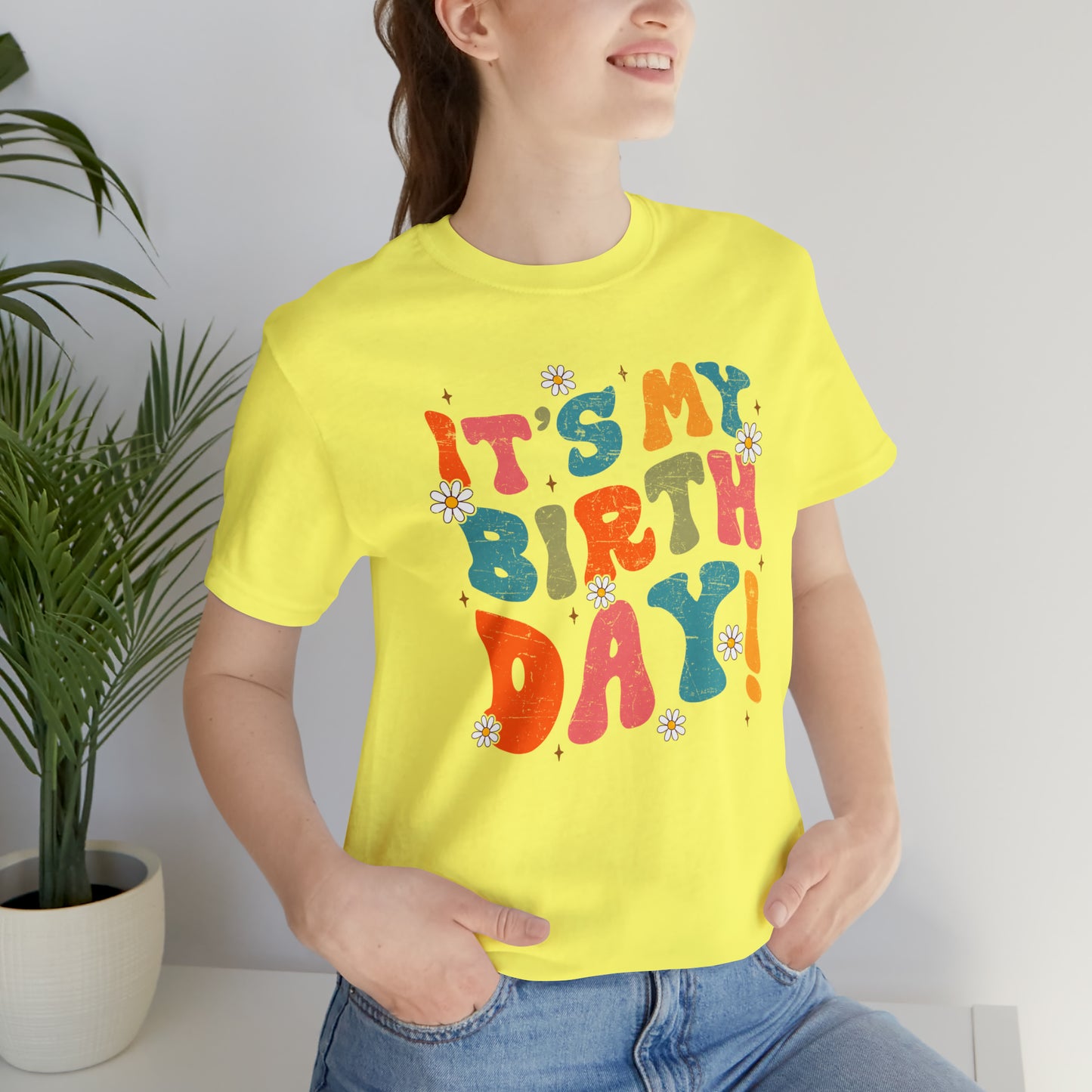 Distressed It's My Birthday Colorful Daisy T-Shirt