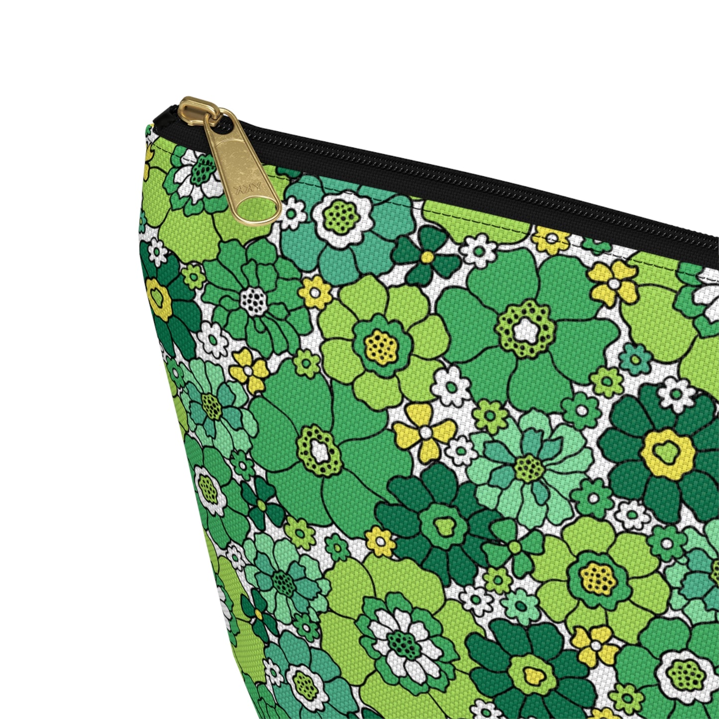St. Patrick's Day Green Floral Print Design Accessory Pouch w T-bottom