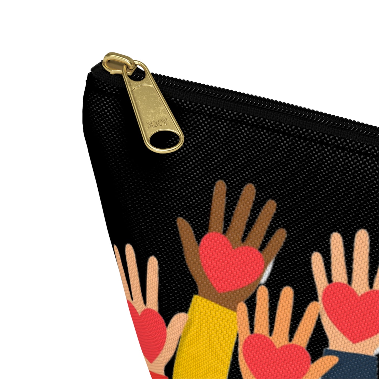 Hearts Hands and Love Print Design Accessory Pouch w T-bottom