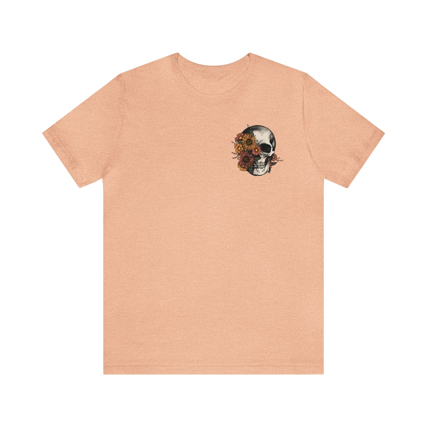 Floral Skeleton Head Front and Back Design T-Shirt