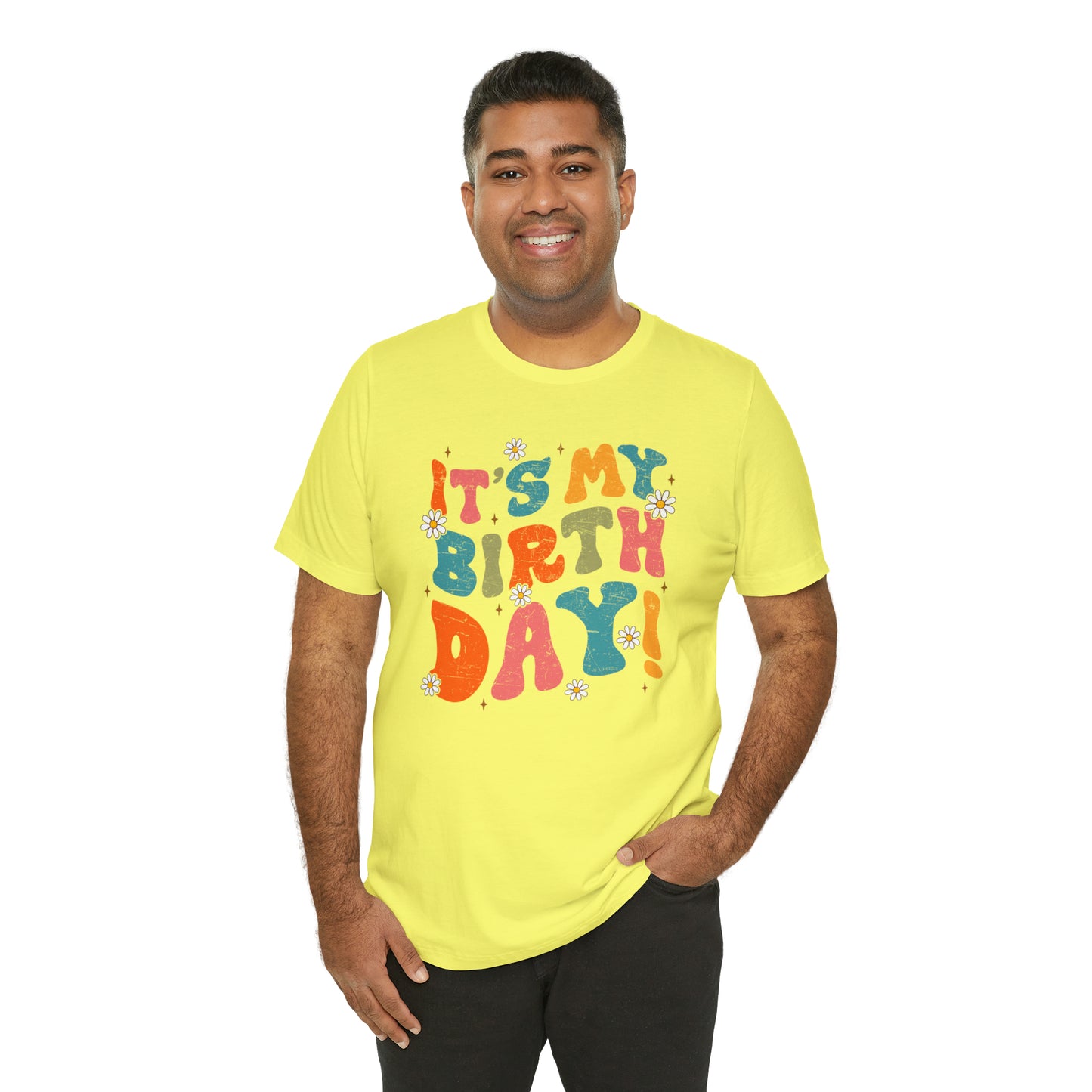 Distressed It's My Birthday Colorful Daisy T-Shirt