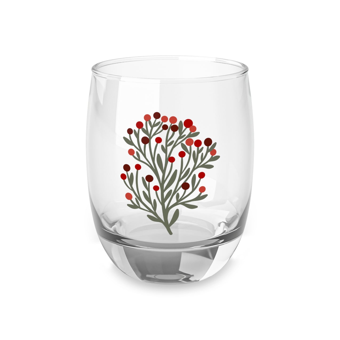 Christmas Berry Greenery Whiskey Glass