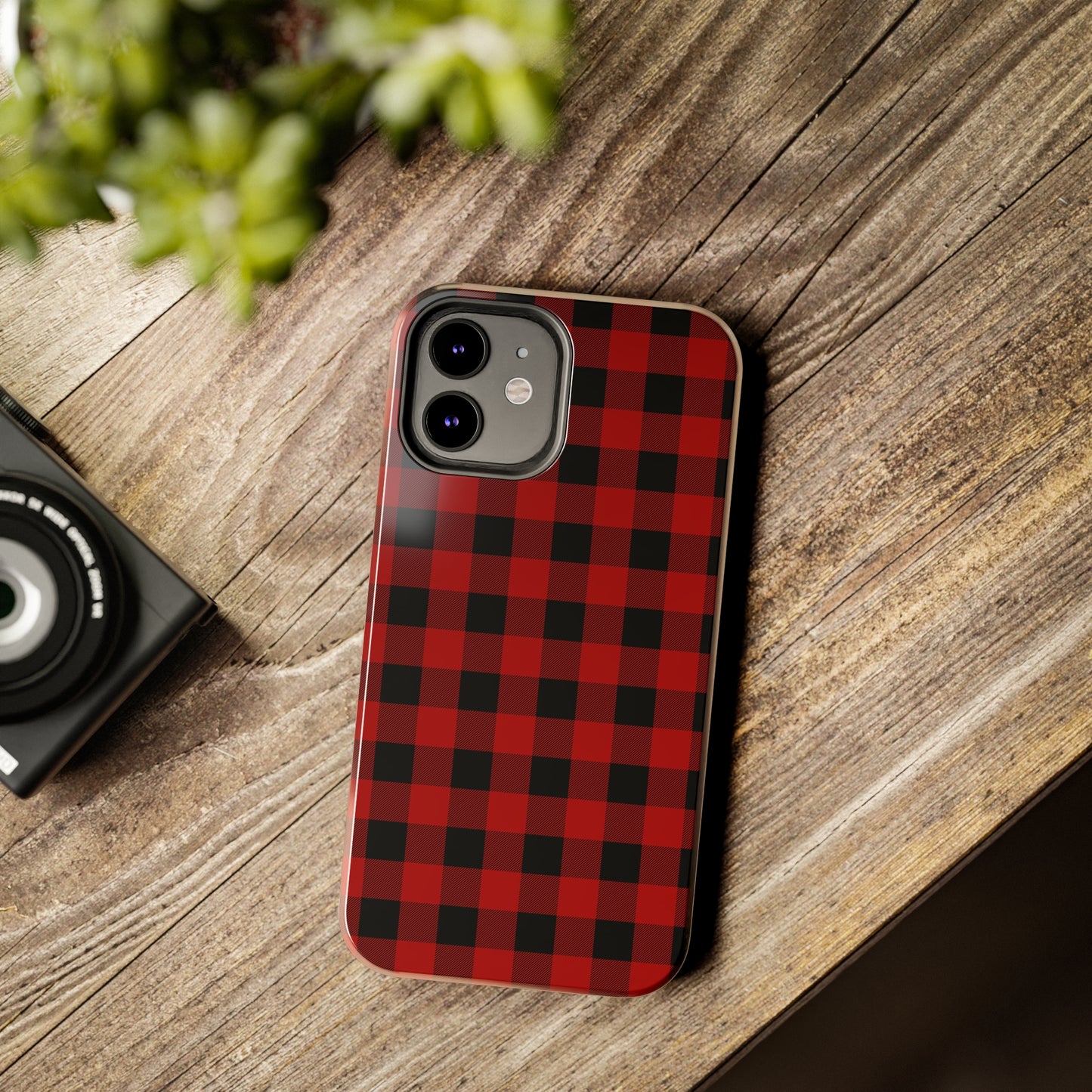 Red and Black Plaid Tough Phone Cases