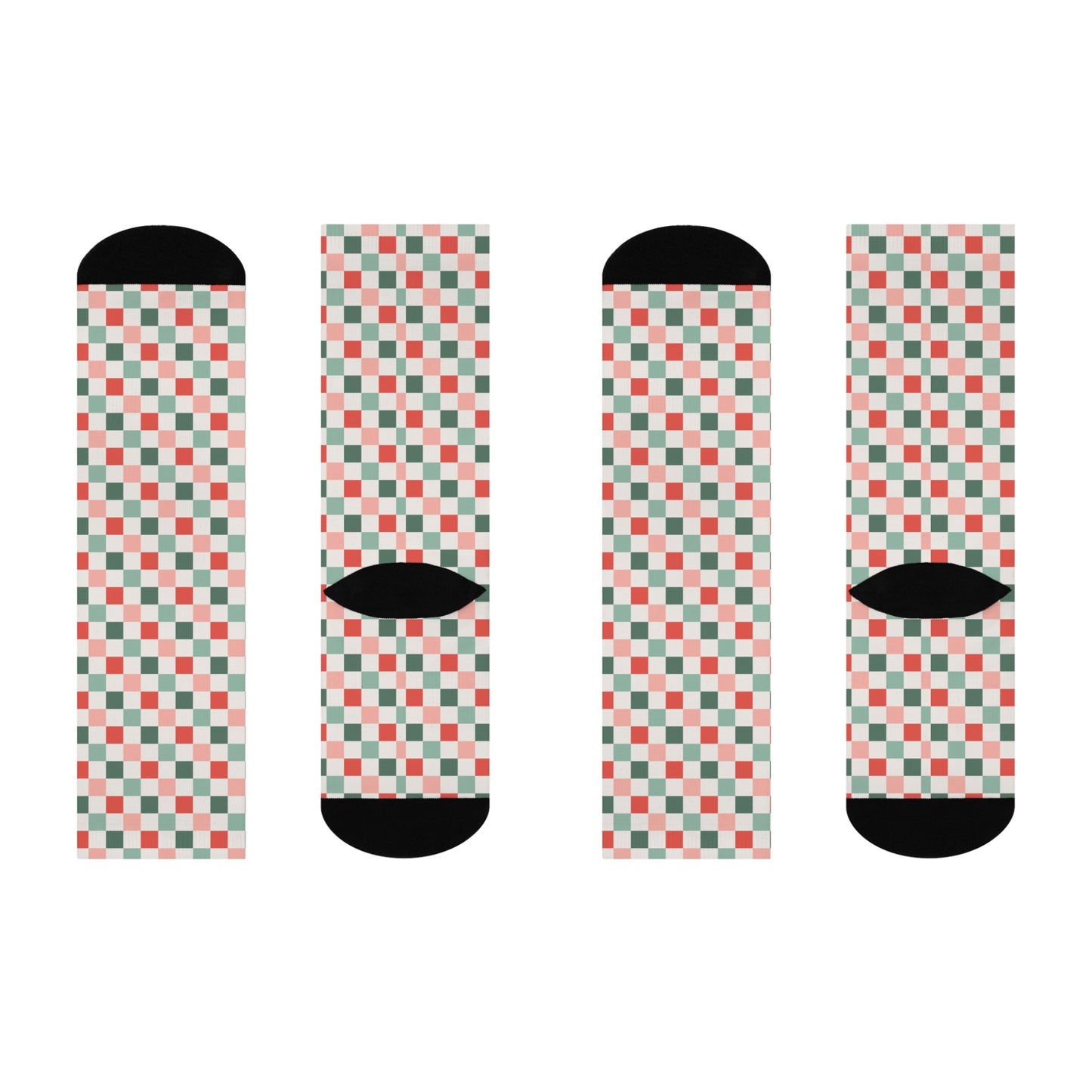 Christmas Checkered Cushioned Crew Socks - White