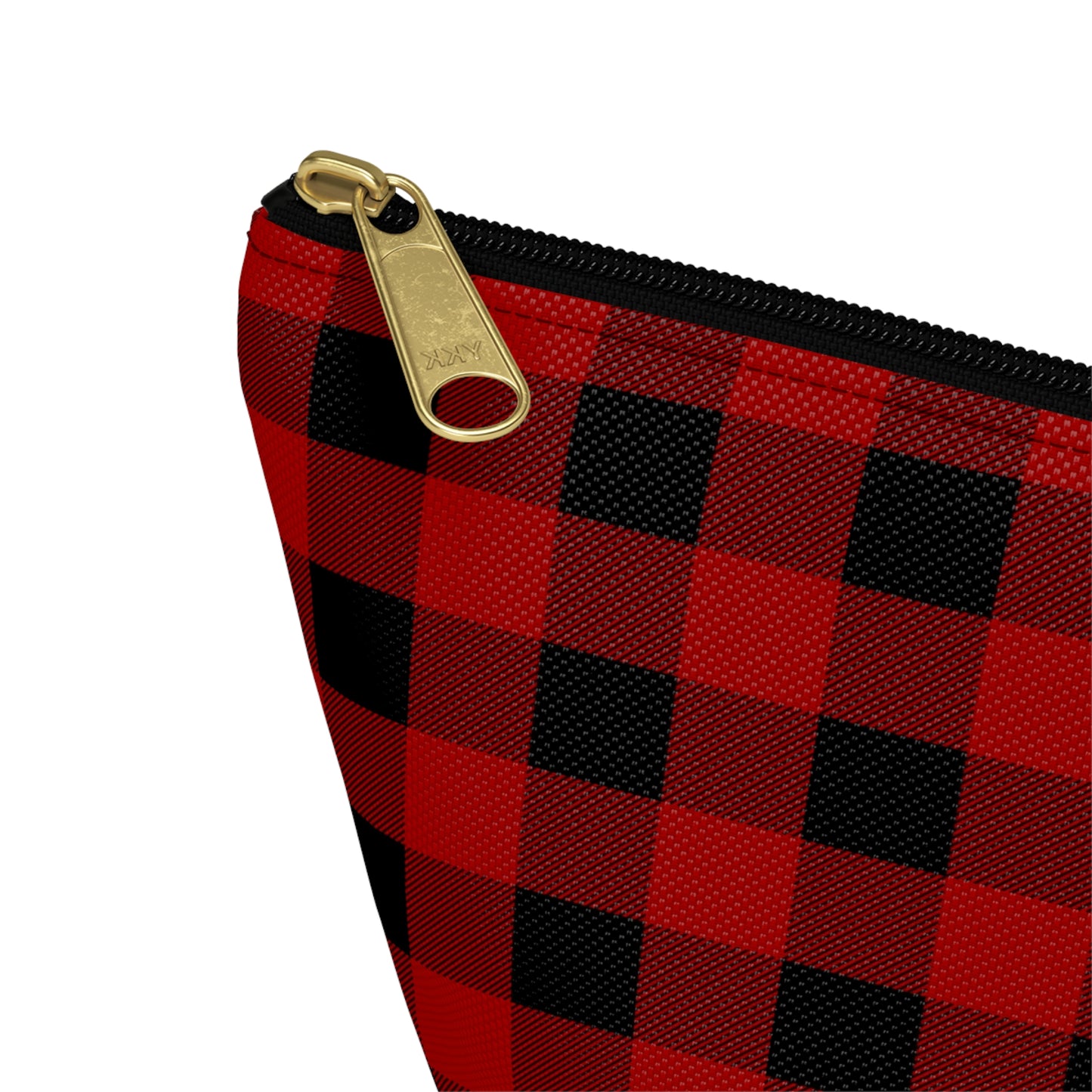 Red and Black Buffalo Plaid/Checkered Print Design Accessory Pouch w T-bottom