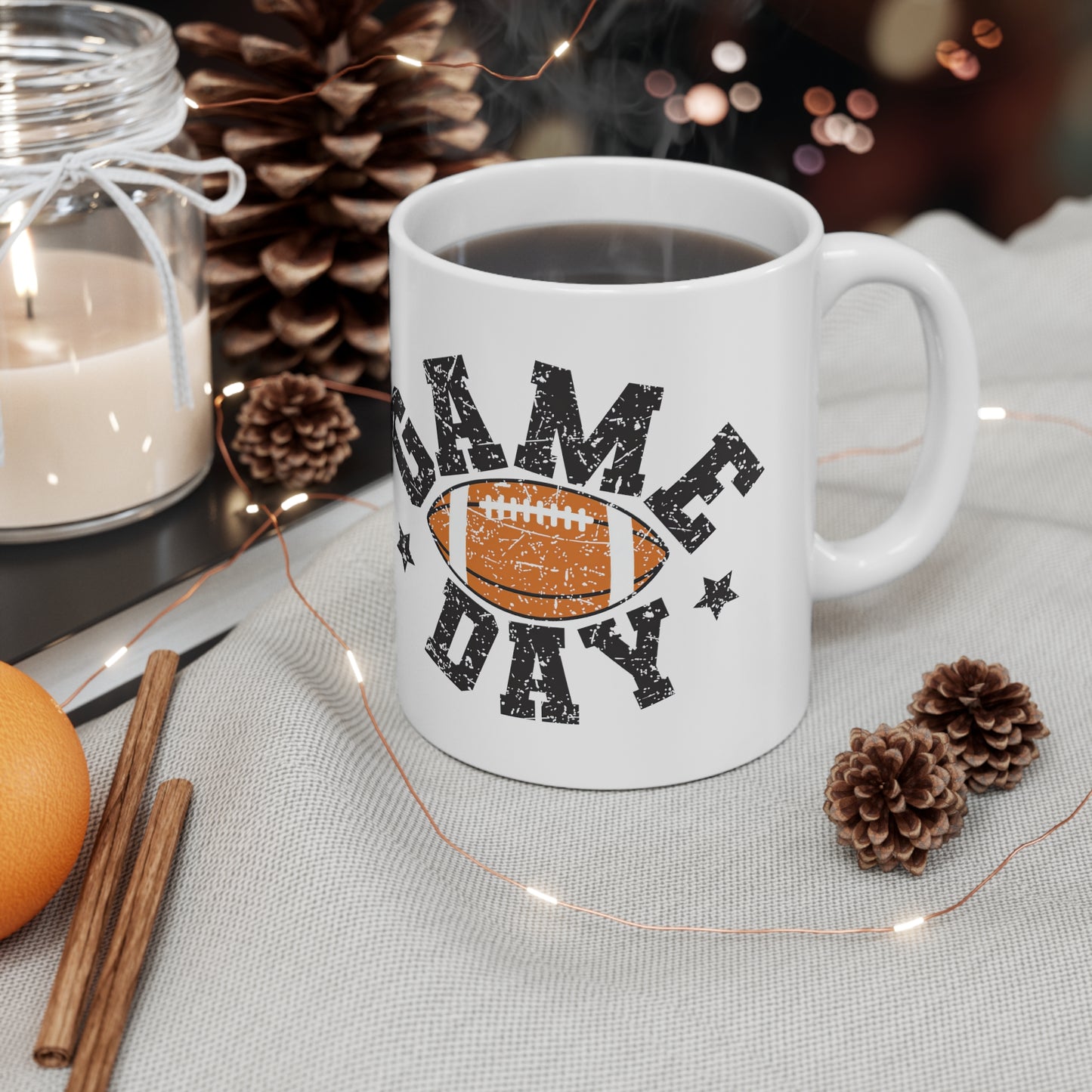 Game Day Football Ceramic Mug 11oz - White