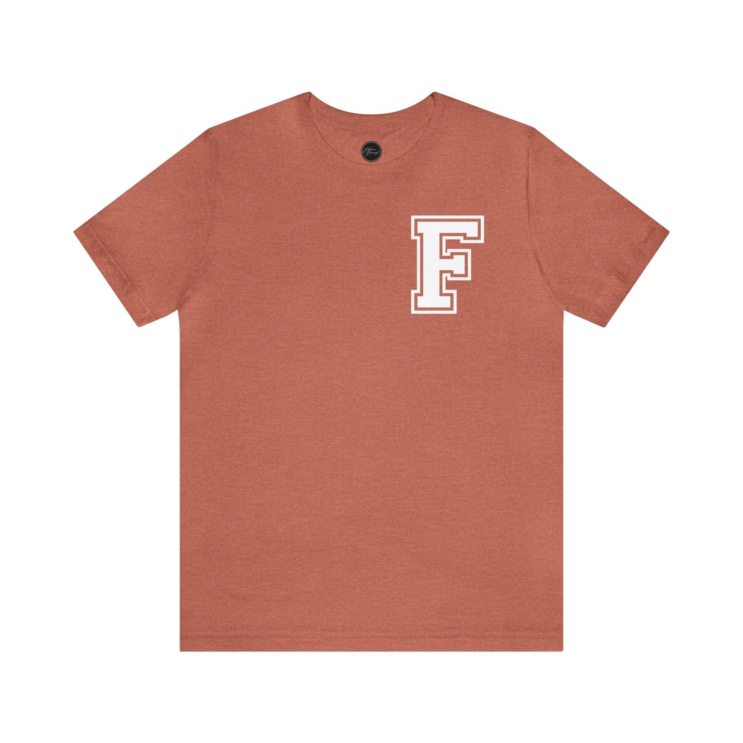 Front and Back Design - Varsity F Vertical Freeburg Midgets Logo Bella Jersey Short Sleeve Tee (Unisex)