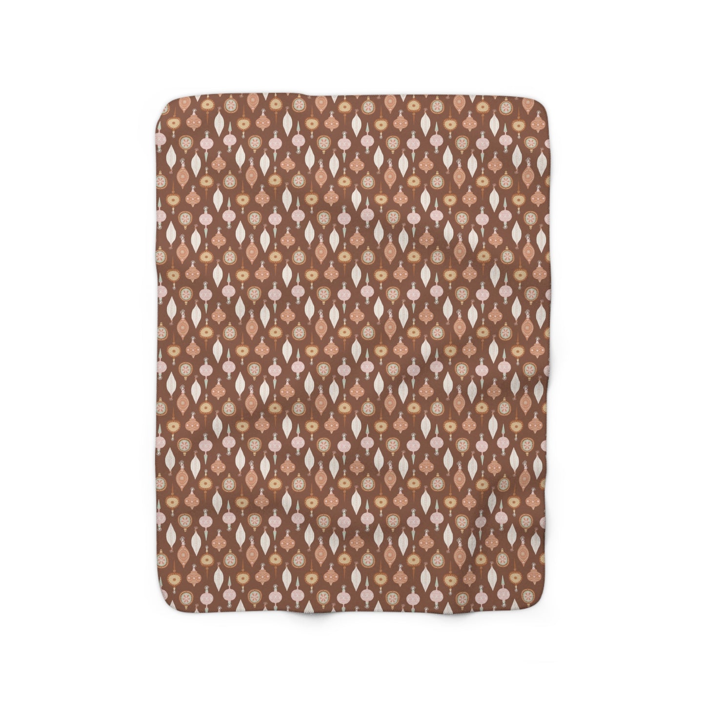 Boho Brown and Pink Ornament Sherpa Fleece Blanket
