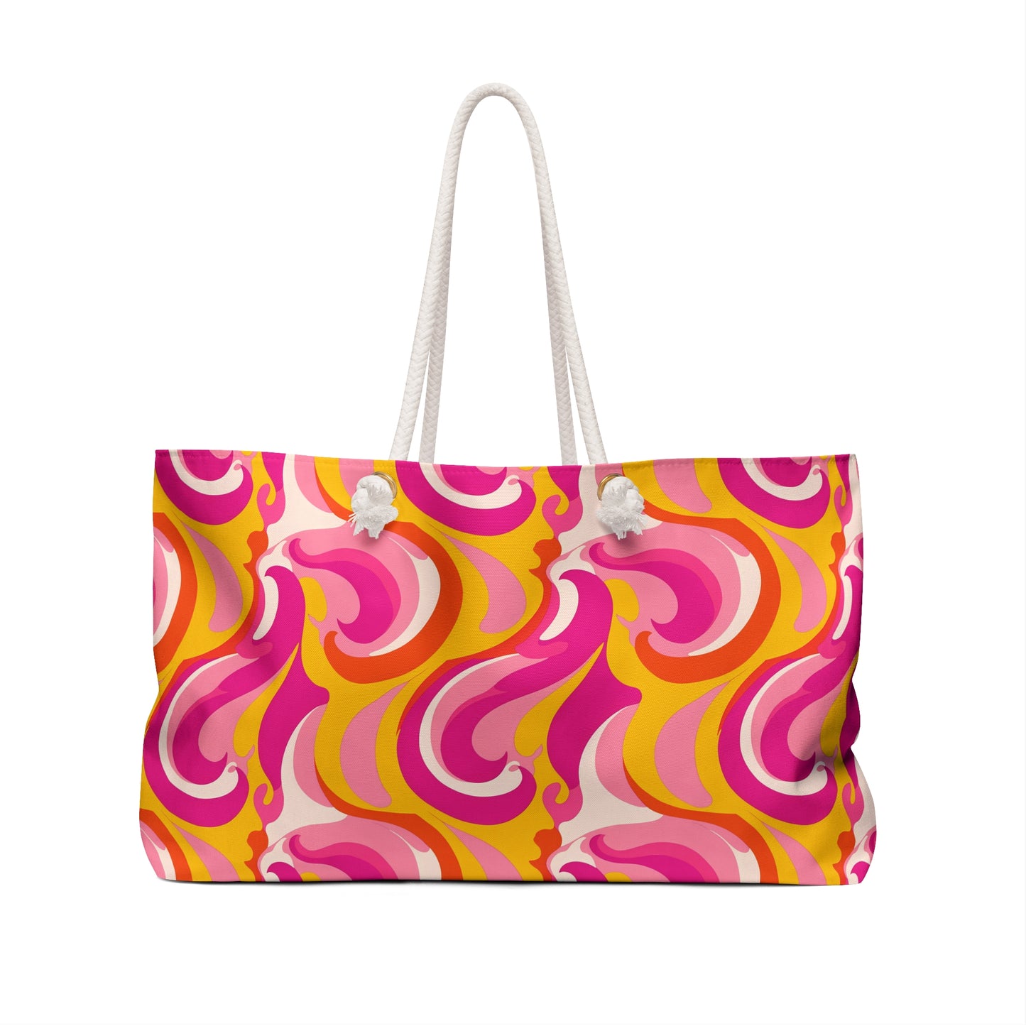 Retro Pink and Yellow Swirl Weekender Bag