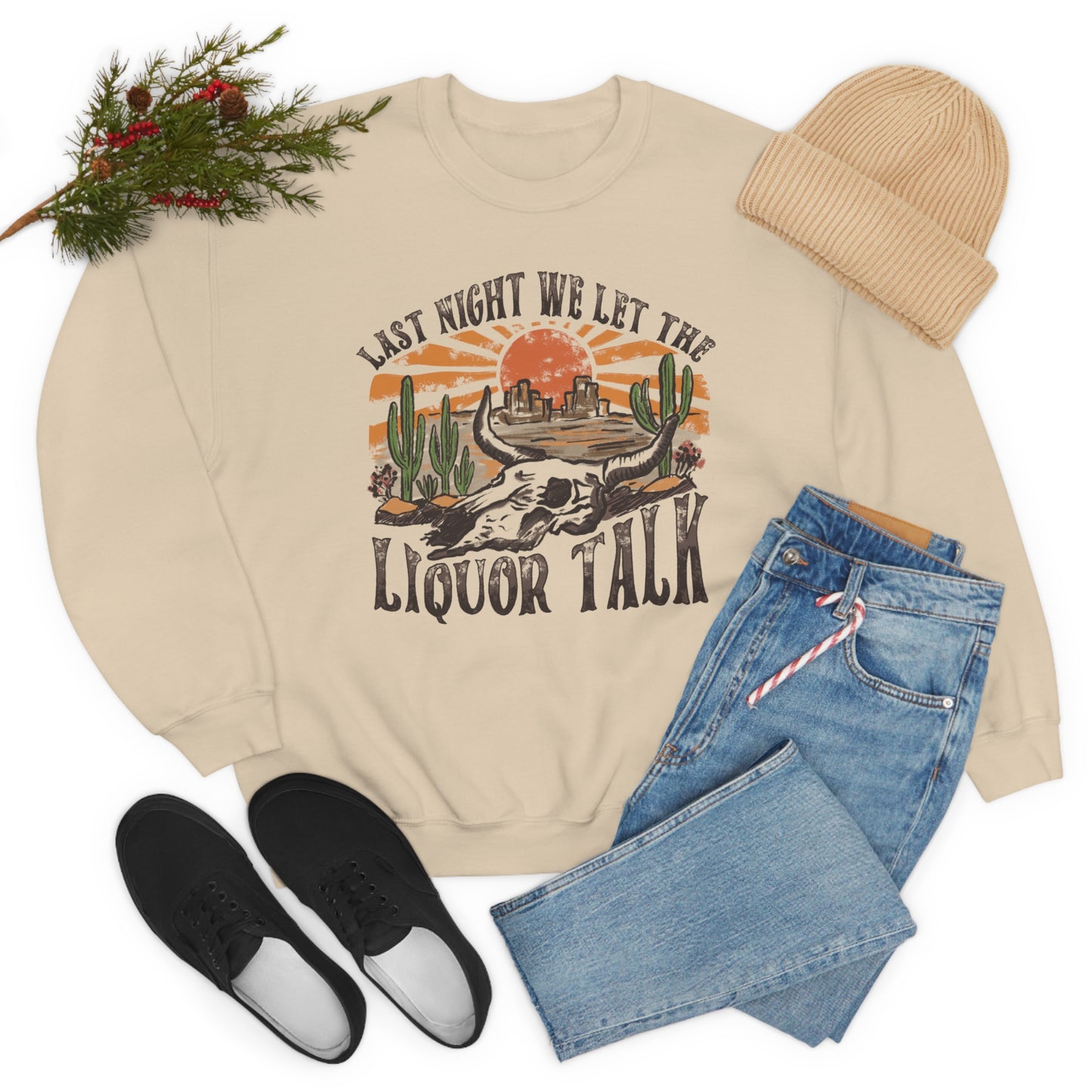 Vintage "Last Night We Let the Liquor Talk" Unisex Heavy Blend™ Crewneck Sweatshirt
