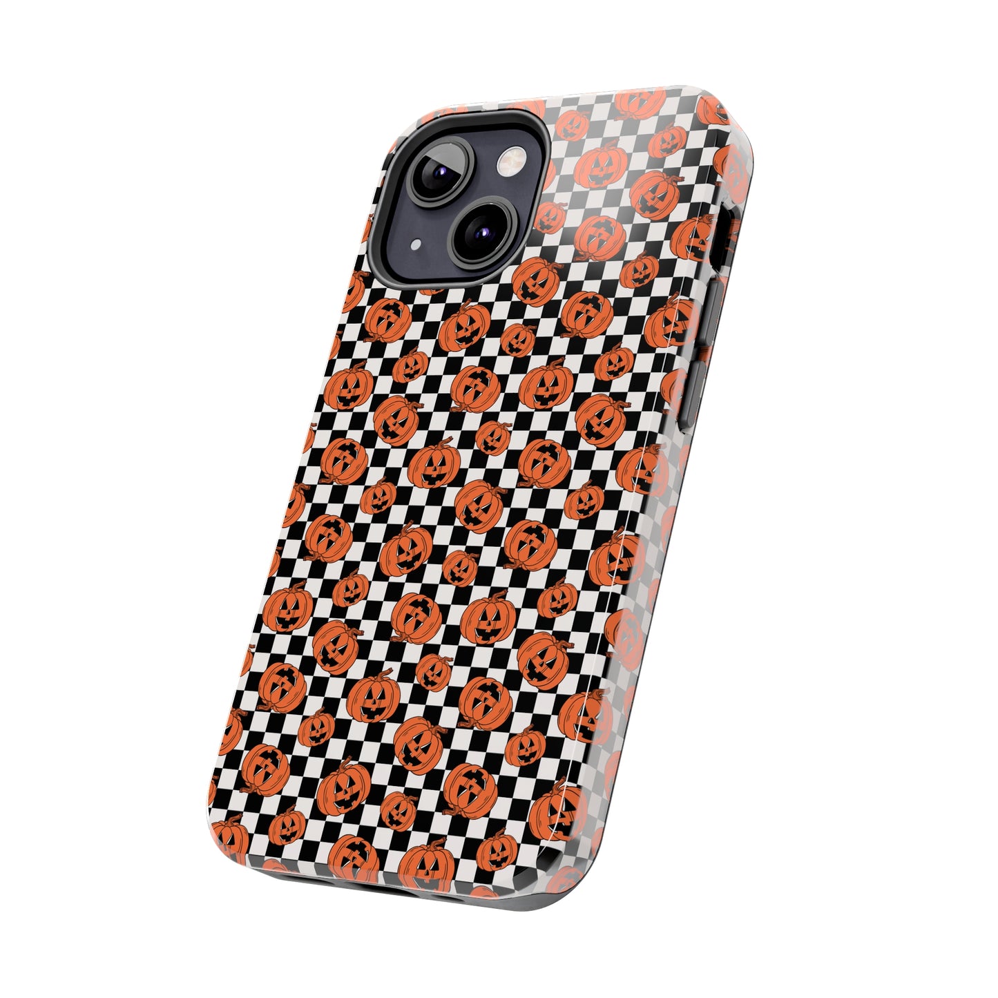 Pumpkin / Jack-O-Lantern Checkerboard Halloween/ Fall Patterned Tough Phone Cases