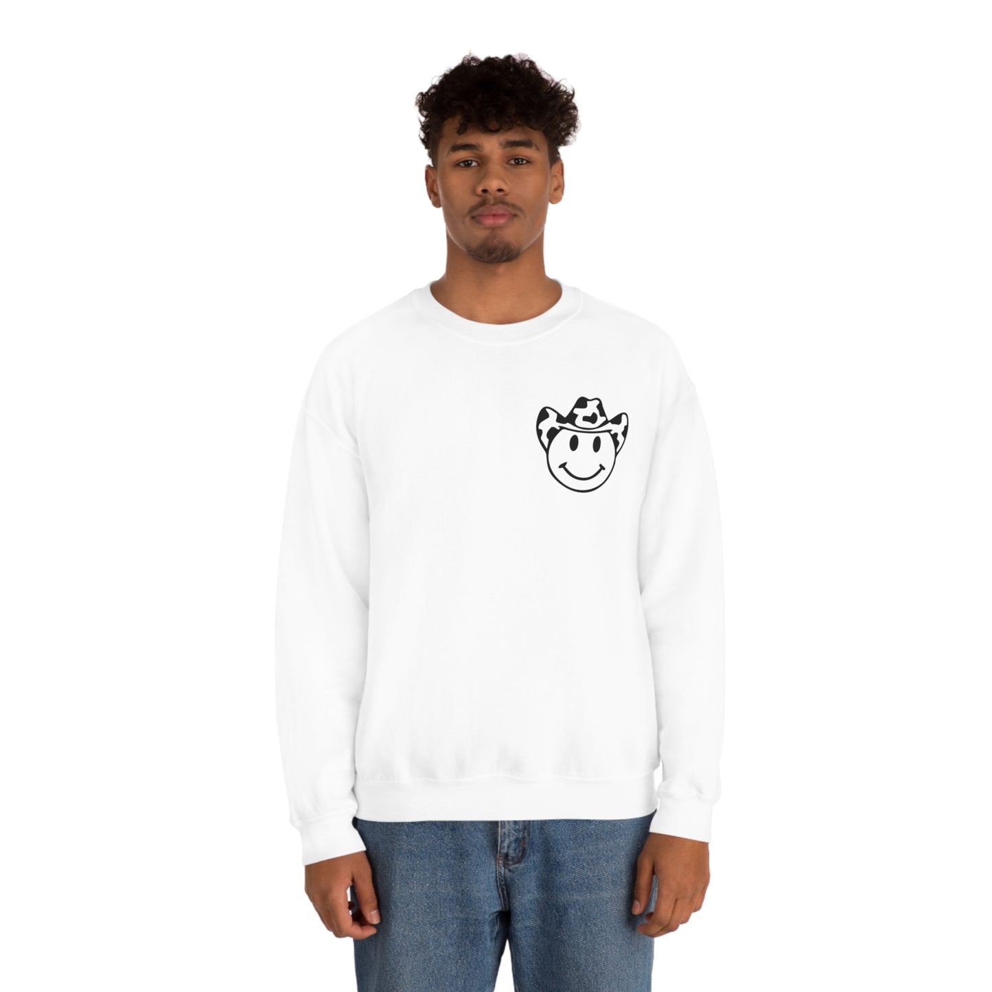 "Smiley Face HOWDY" (Front and Back Design) - Unisex Heavy Blend™ Crewneck Sweatshirt