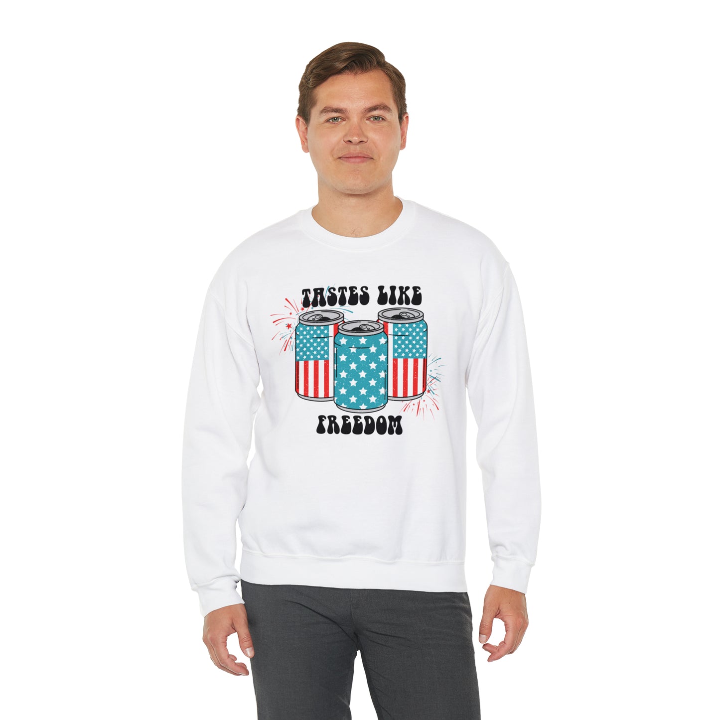 USA America Tastes Like Freedom Party Can Heavy Blend™ Crewneck Sweatshirt