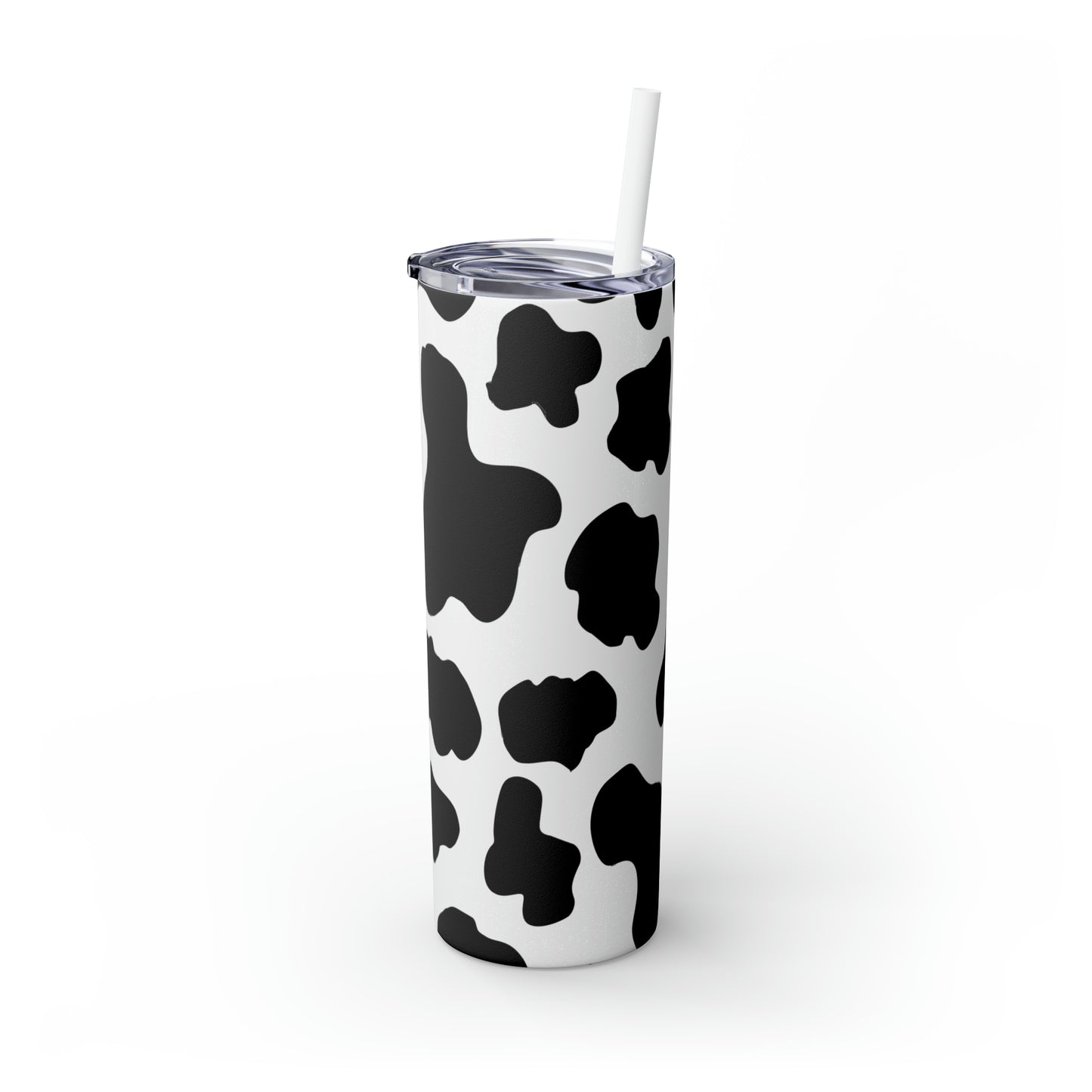 Country Cow Print Skinny Tumbler with Straw, 20oz