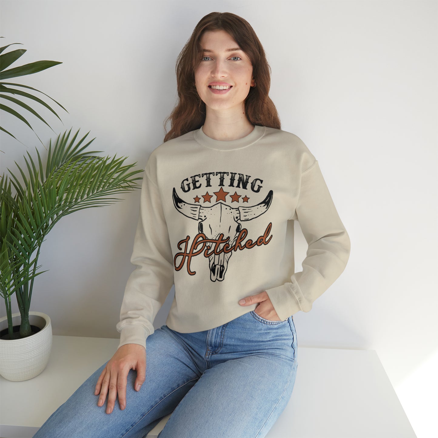 Vintage Getting Hitched Bride Unisex Heavy Blend™ Crewneck Sweatshirt