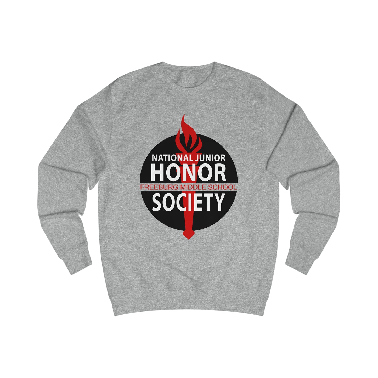 Freeburg Middle School Black Red and White NJHS National Junior Honor Society Red Torch Logo Unisex Heavy Blend™ Crewneck Sweatshirt