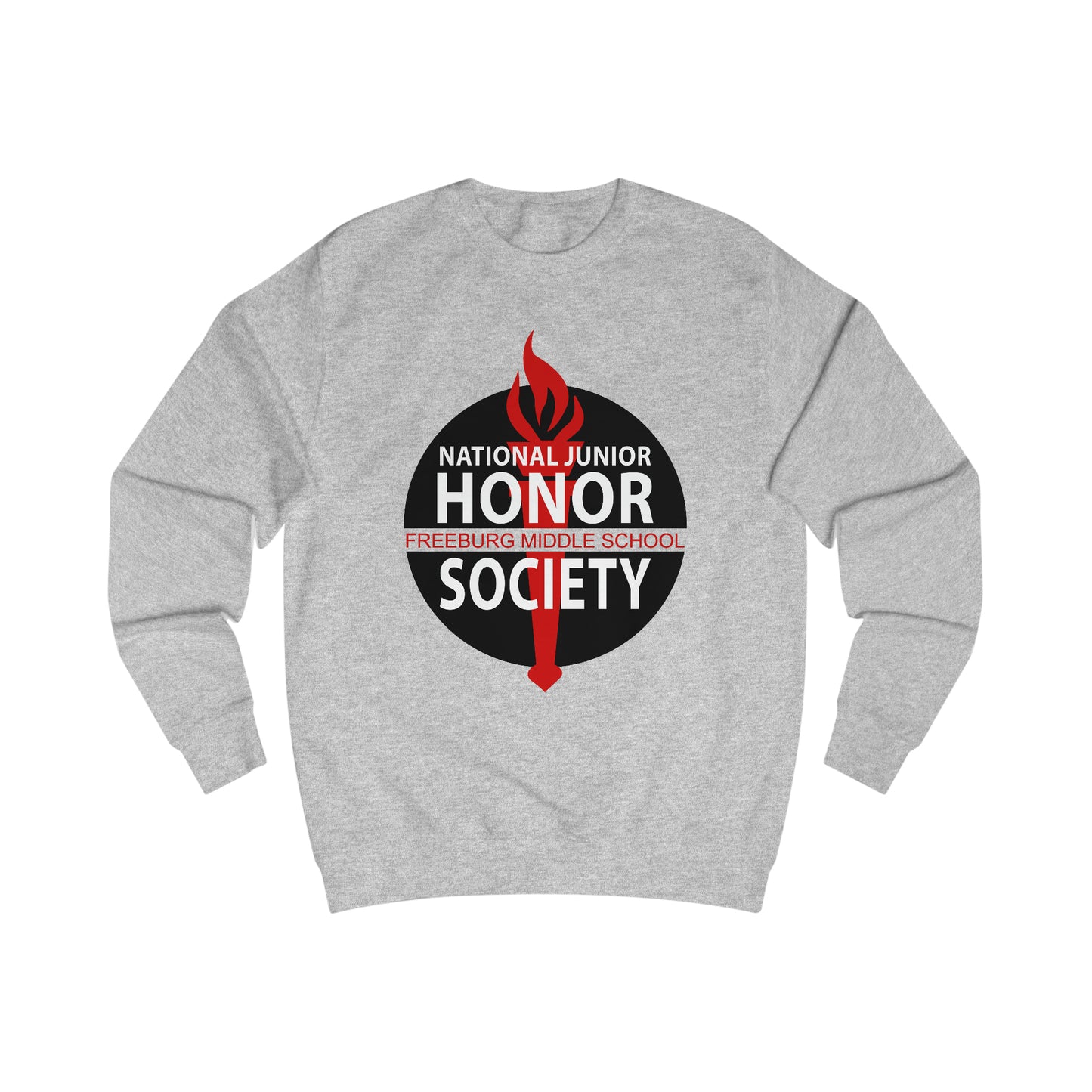 Freeburg Middle School Black Red and White NJHS National Junior Honor Society Red Torch Logo Unisex Heavy Blend™ Crewneck Sweatshirt