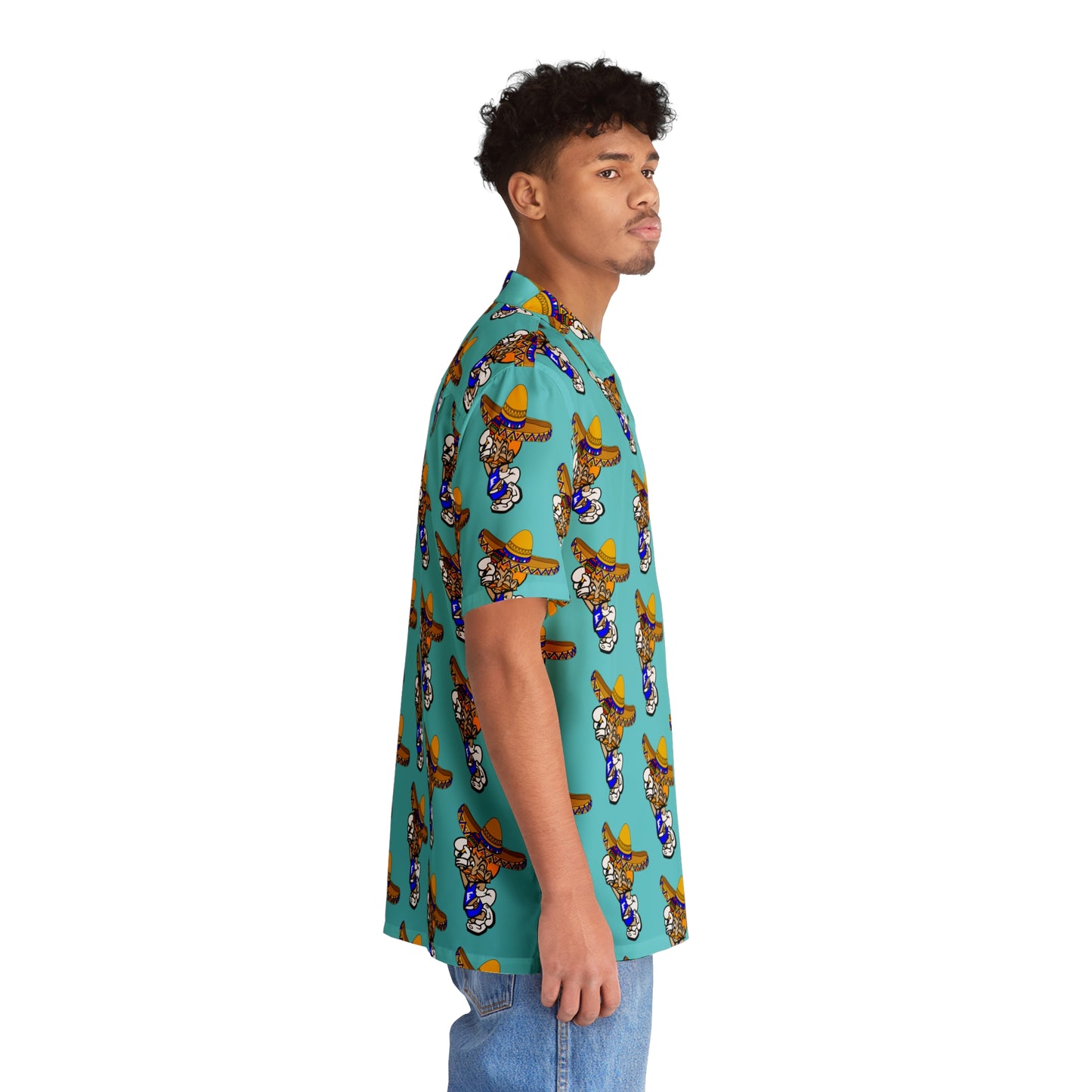 Freeburg Sombrero Midget Men's Hawaiian Shirt - Aqua Blue