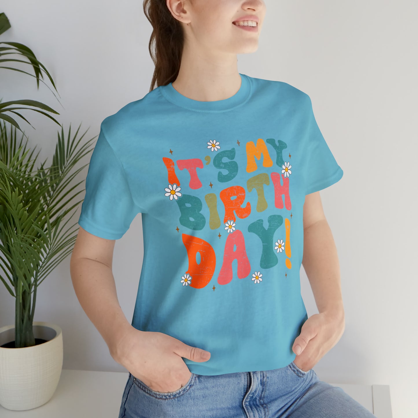 Distressed It's My Birthday Colorful Daisy T-Shirt