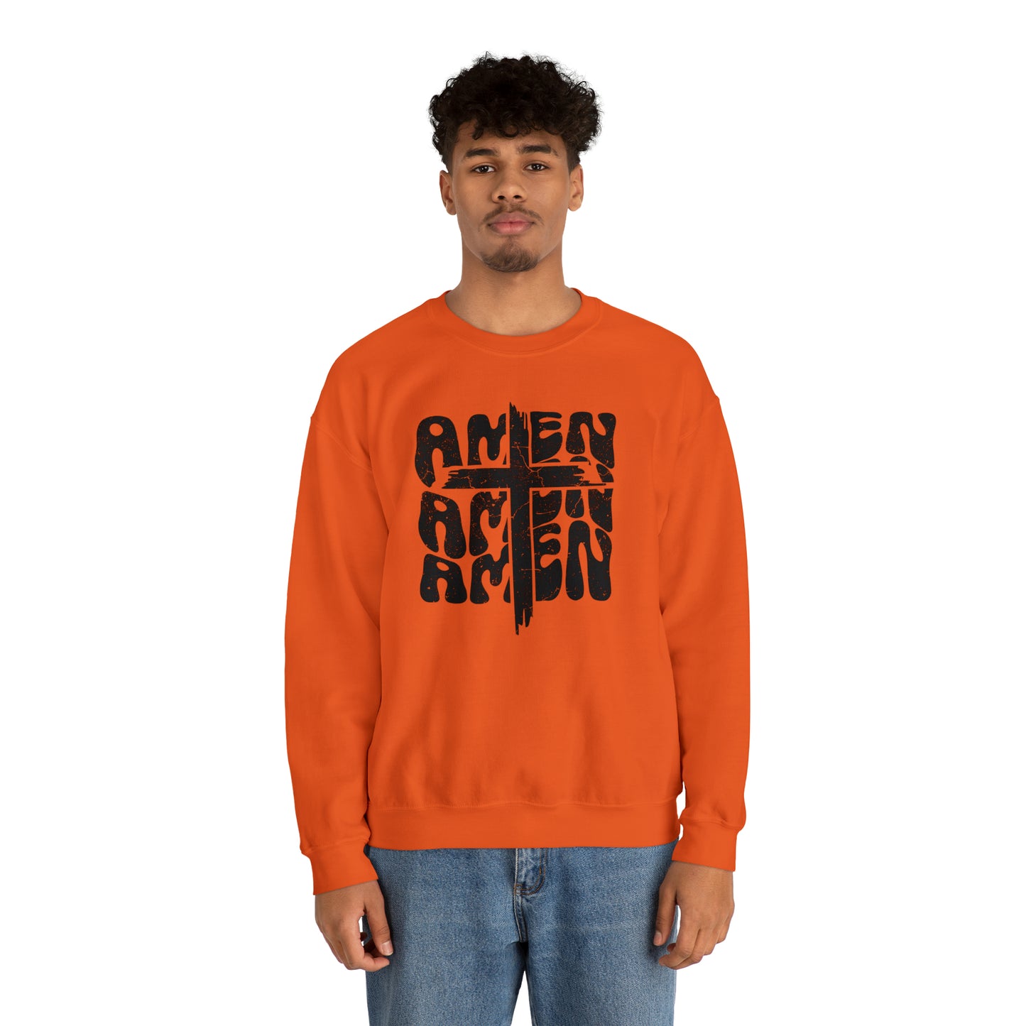 Amen Amen Amen with Cross Design Heavy Blend™ Crewneck Sweatshirt