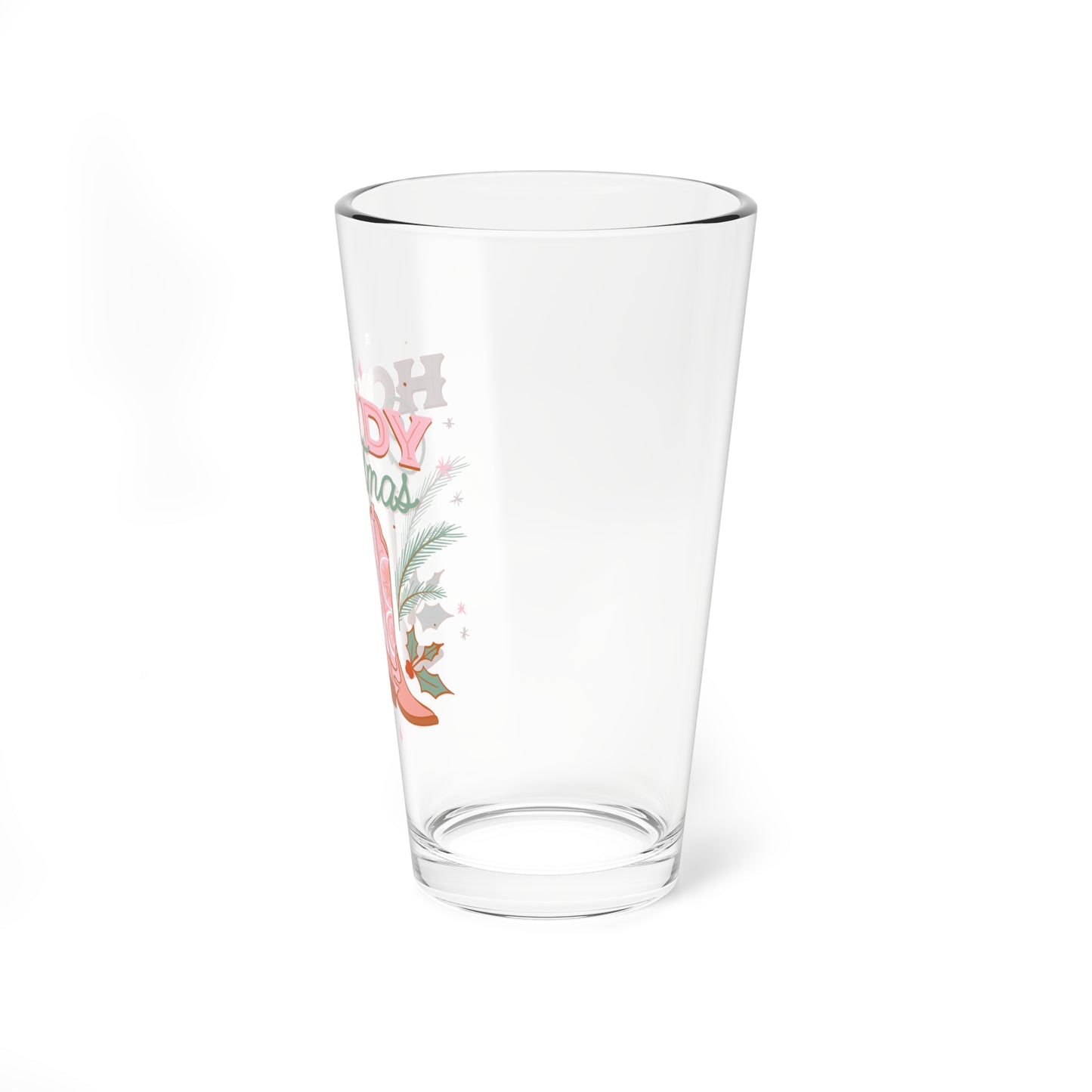 Pink Howdy Christmas Mixing Glass, 16oz