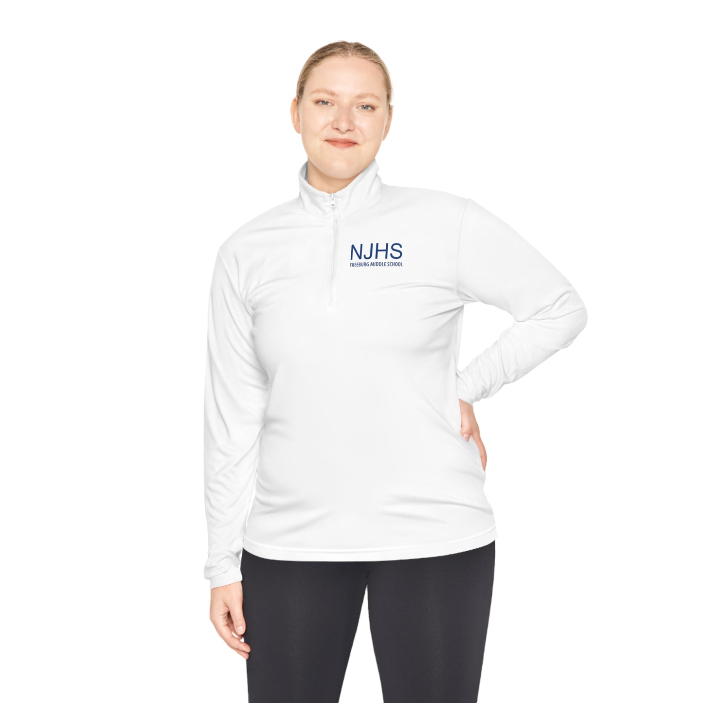 Front and Back Design - Freeburg Middle School NJHS Blue Print Unisex Quarter-Zip Pullover