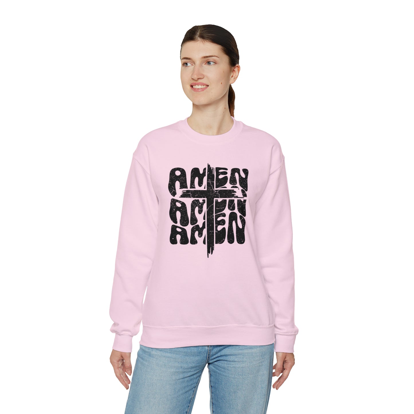 Amen Amen Amen with Cross Design Heavy Blend™ Crewneck Sweatshirt