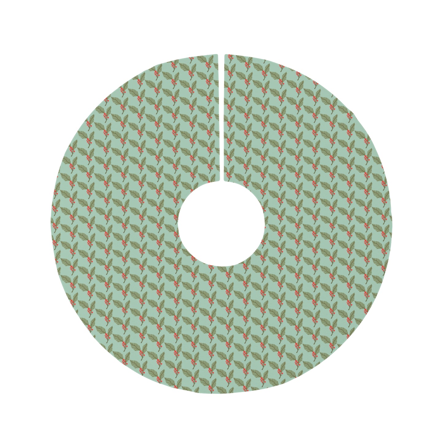 Christmas and Holiday Holly and Berry Leaf Round Tree Skirt