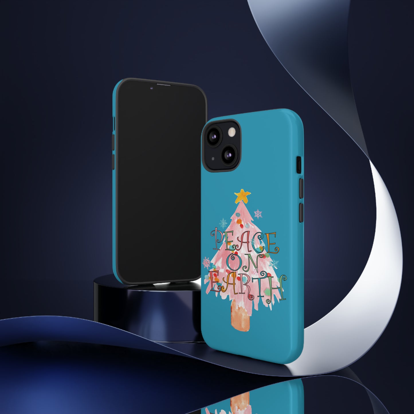 Peace on Earth Christmas/ Holiday Apple iPhone Tough Cases - Turquoise