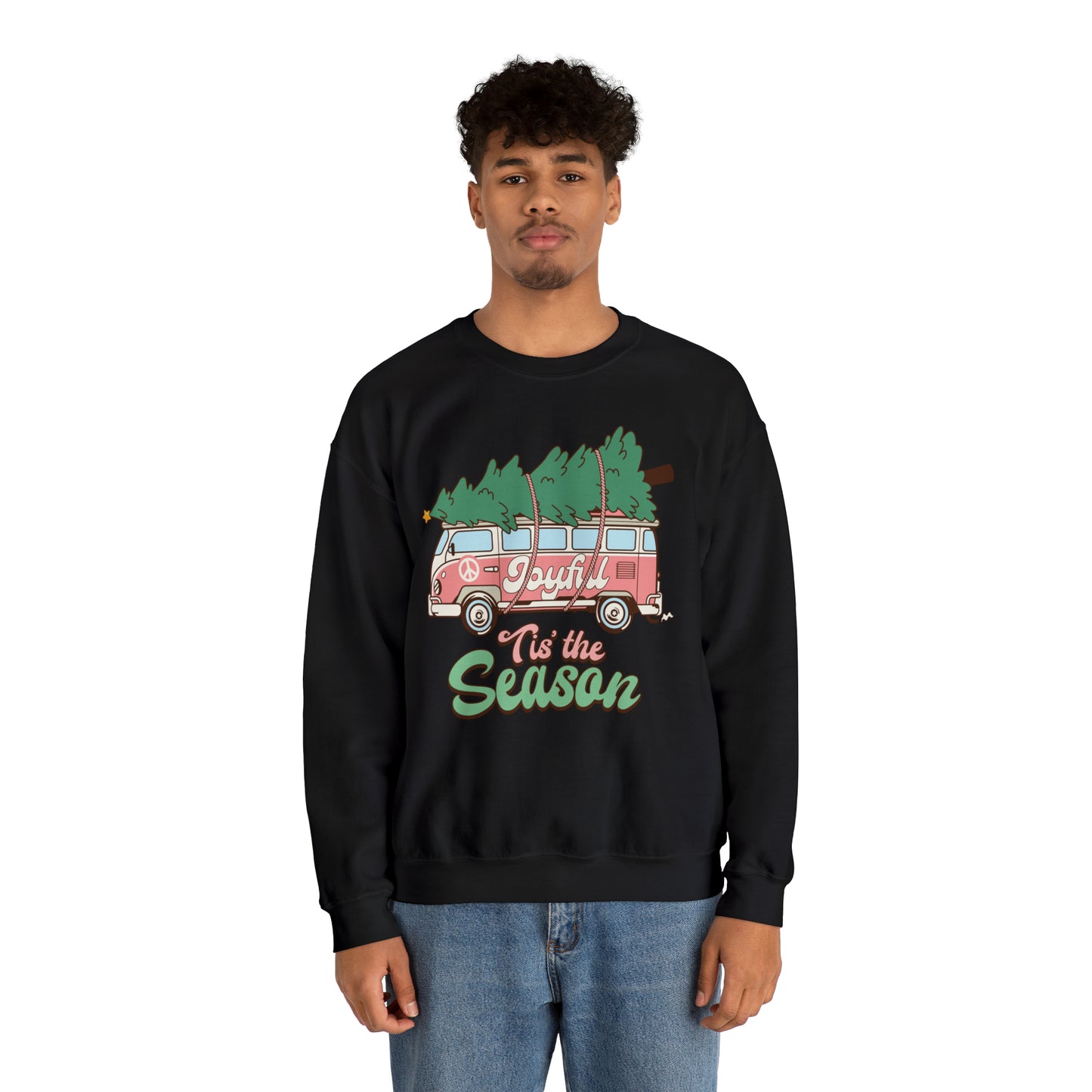 Tis the Season Retro Christmas Van Unisex Heavy Blend™ Crewneck Sweatshirt